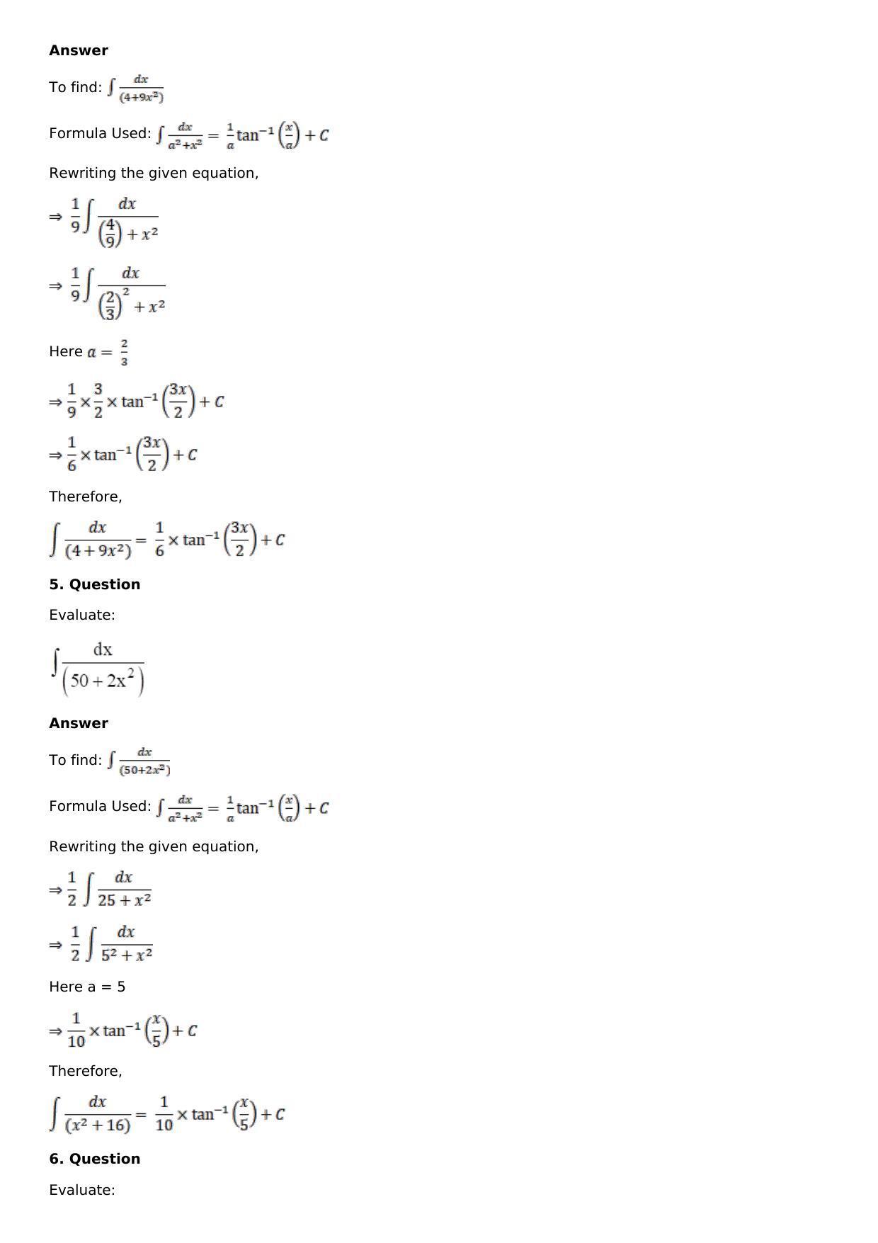 Chapter 14: Some Special Integrals Solutions: RS Aggarwal Class 12 Solutions  - Page 3