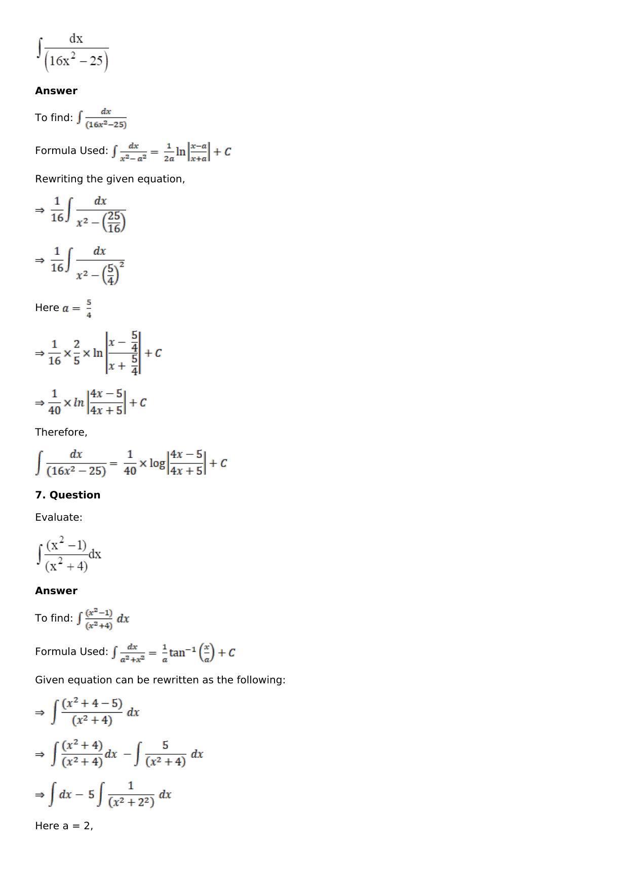 Chapter 14: Some Special Integrals Solutions: RS Aggarwal Class 12 Solutions  - Page 4
