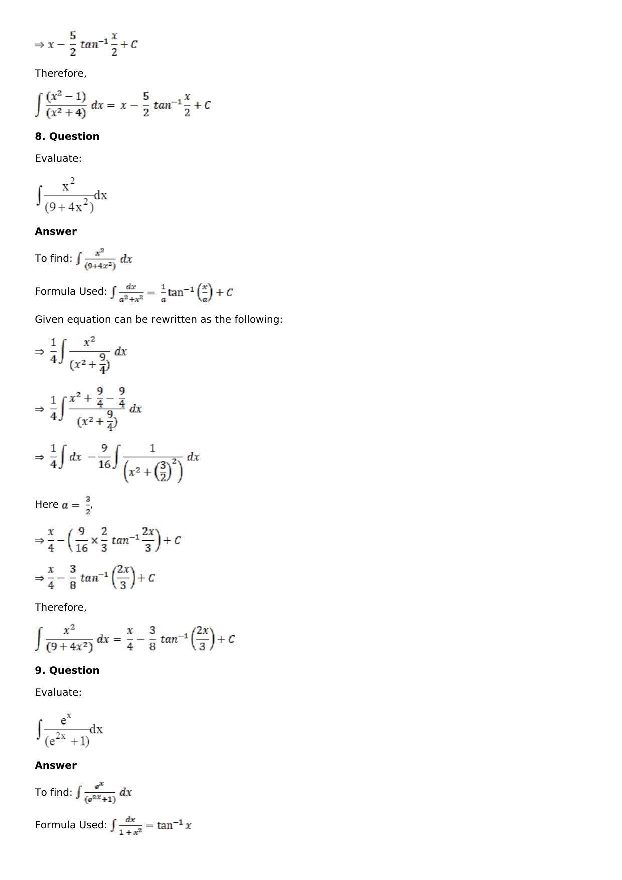 Chapter 14: Some Special Integrals Solutions: RS Aggarwal Class 12 Solutions  - Page 5