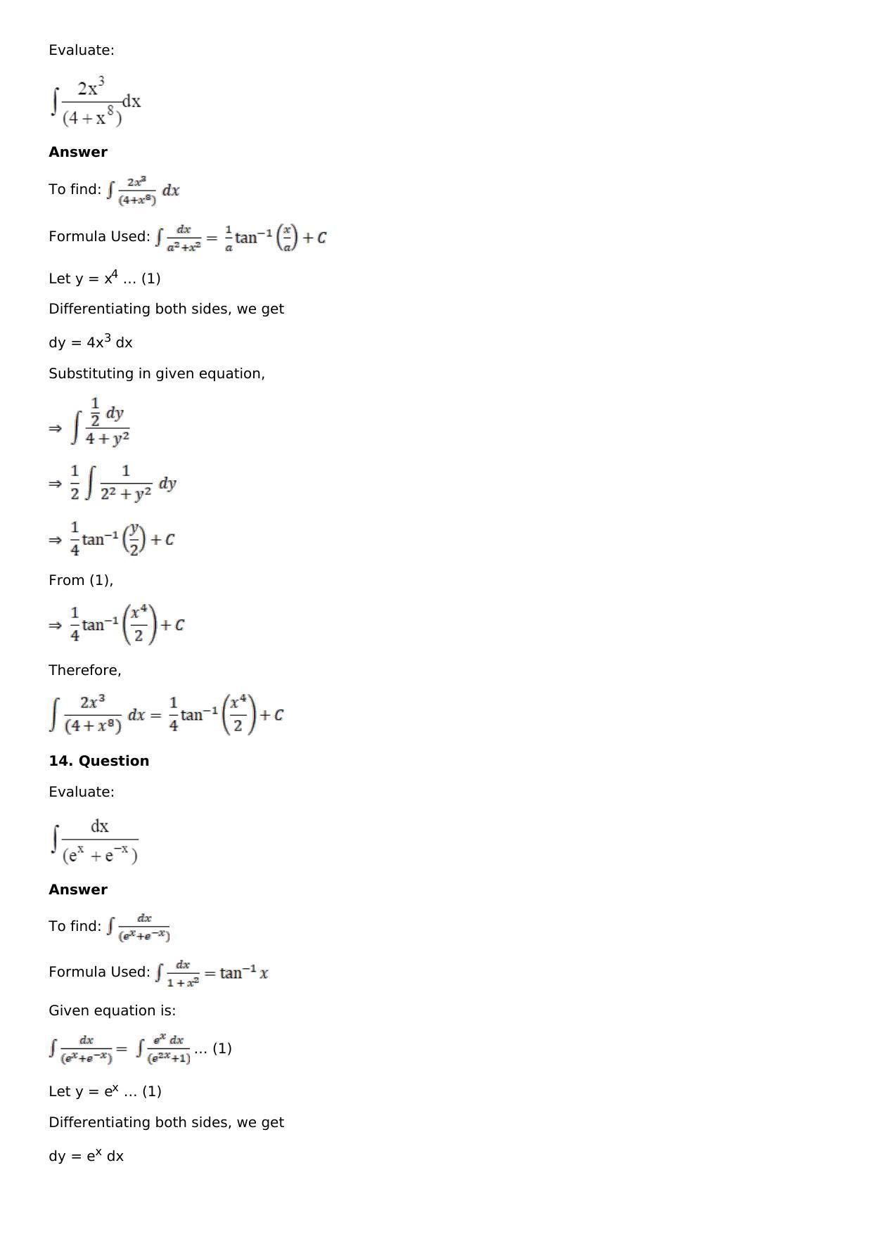 Chapter 14: Some Special Integrals Solutions: RS Aggarwal Class 12 Solutions  - Page 8