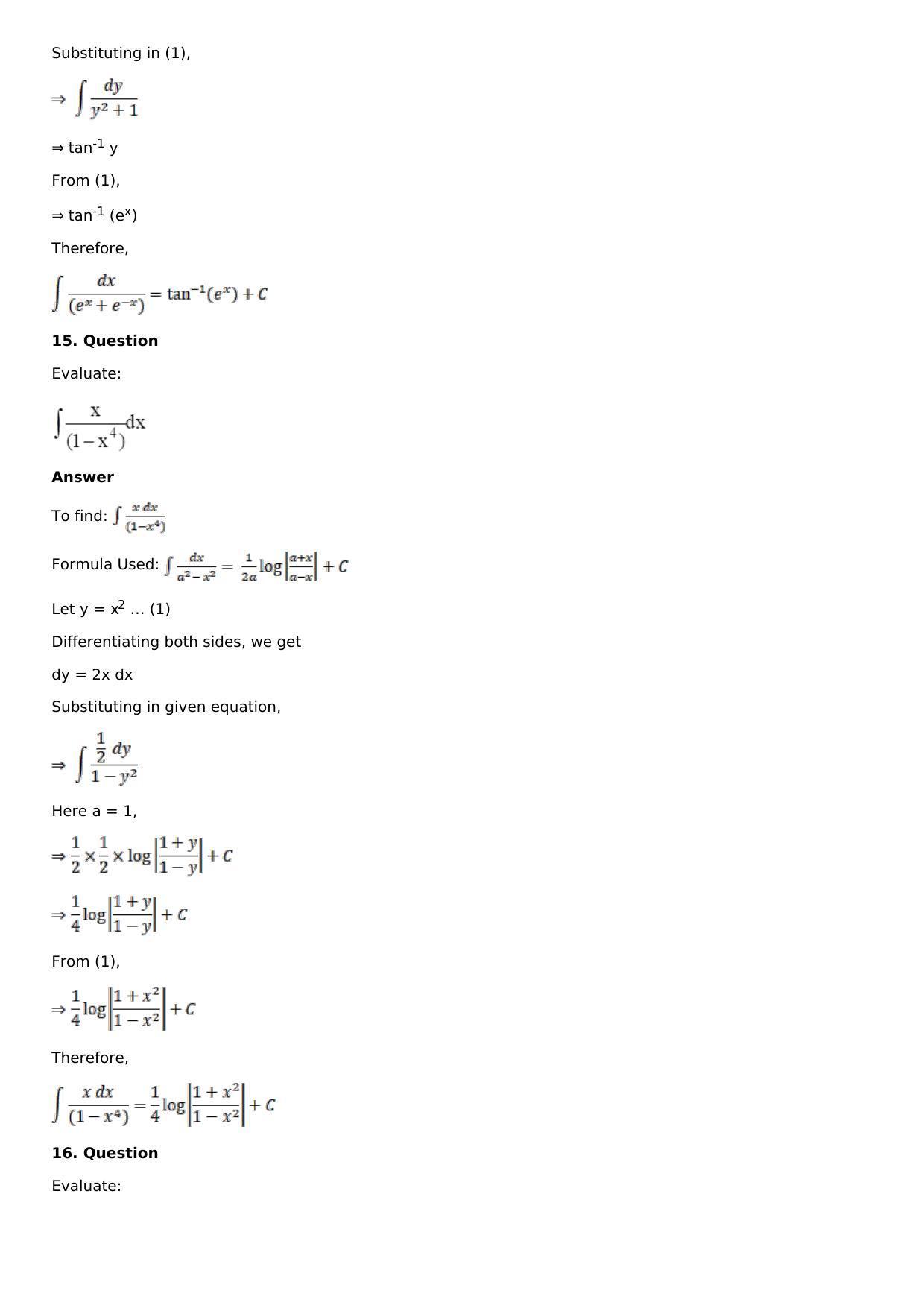 Chapter 14: Some Special Integrals Solutions: RS Aggarwal Class 12 Solutions  - Page 9