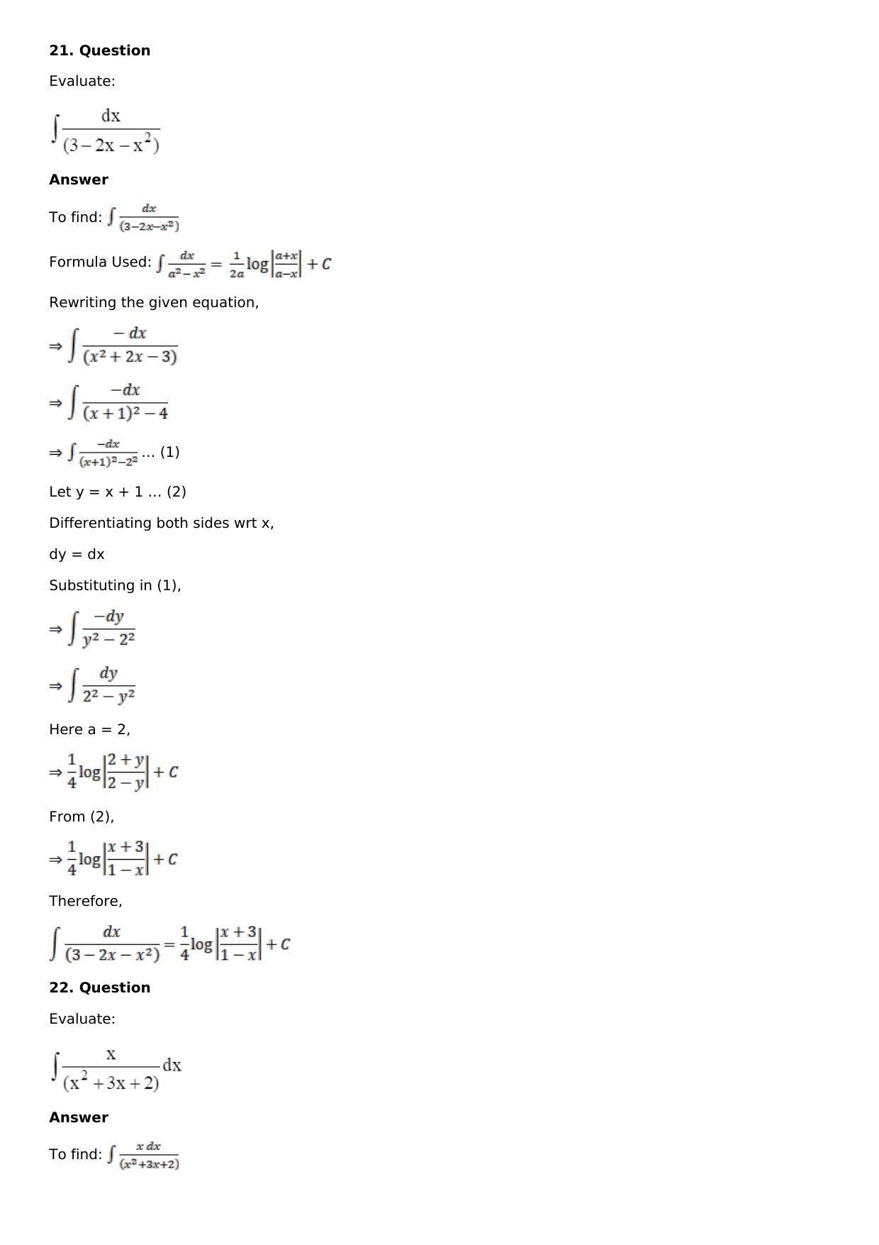 Chapter 14: Some Special Integrals Solutions: RS Aggarwal Class 12 Solutions  - Page 14