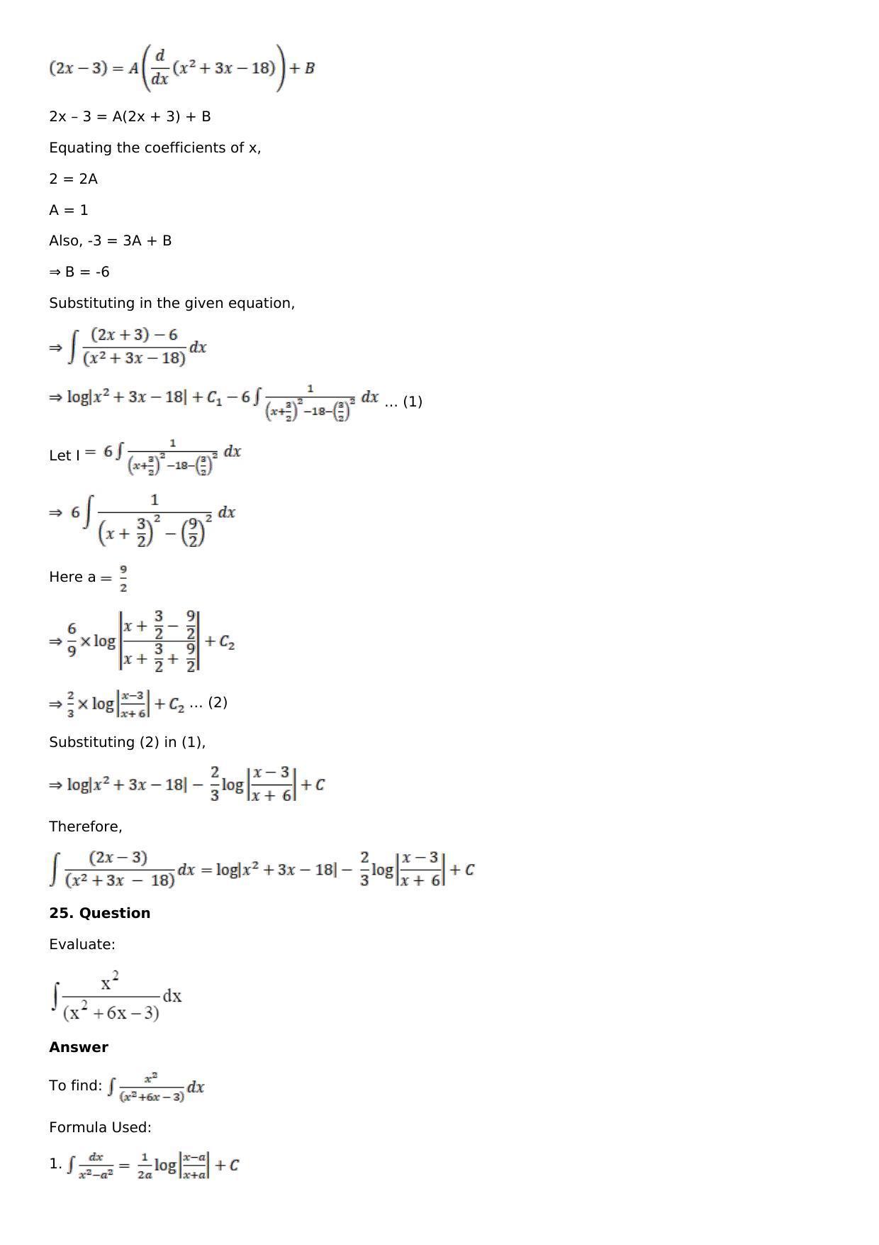 Chapter 14: Some Special Integrals Solutions: RS Aggarwal Class 12 Solutions  - Page 17