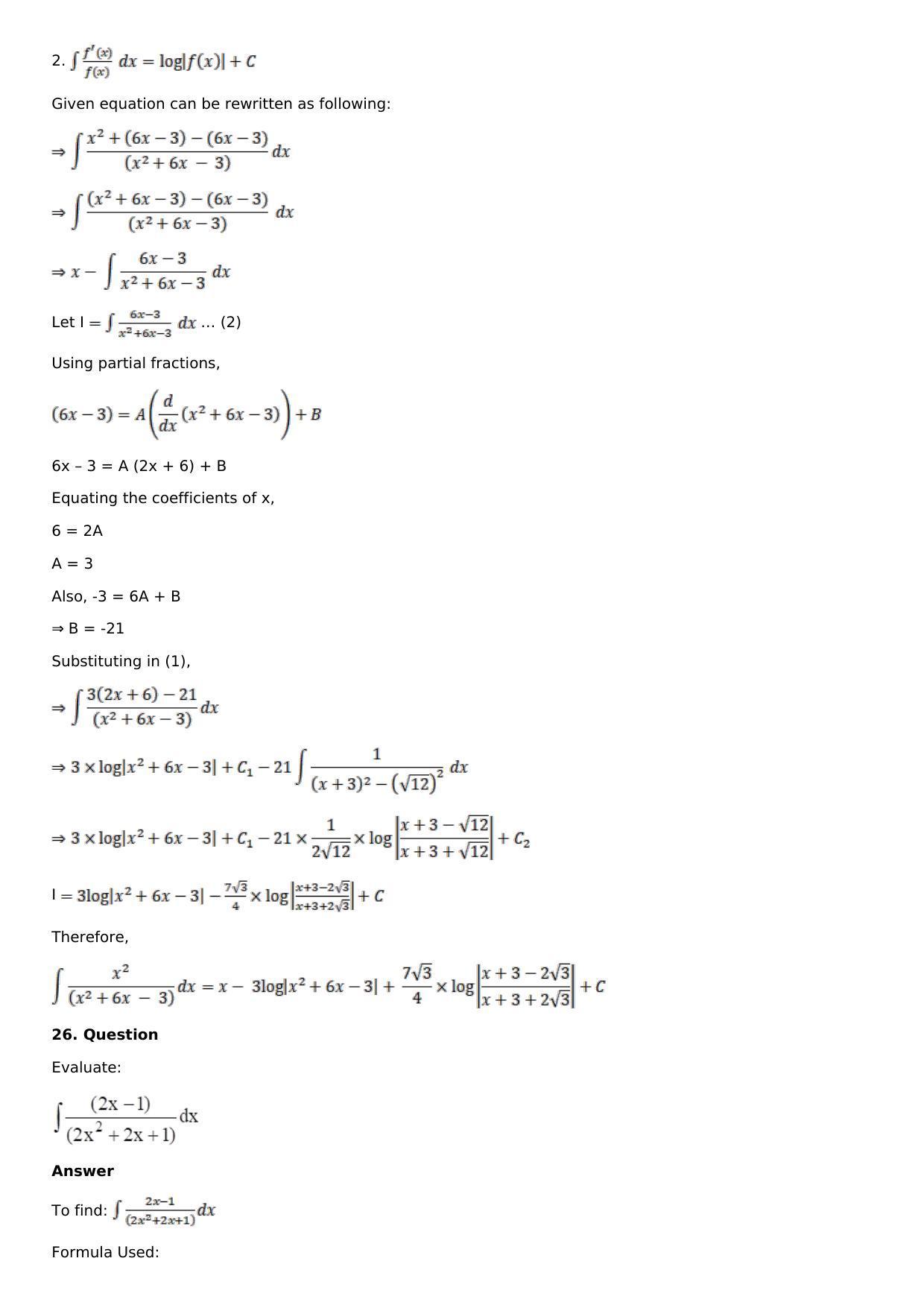 Chapter 14: Some Special Integrals Solutions: RS Aggarwal Class 12 Solutions  - Page 18