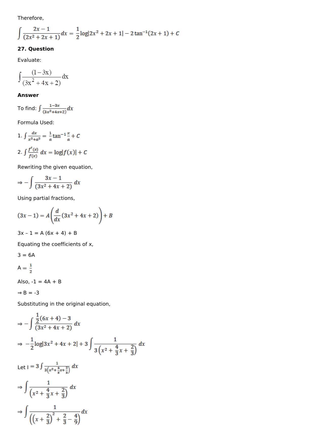 Chapter 14: Some Special Integrals Solutions: RS Aggarwal Class 12 Solutions  - Page 20