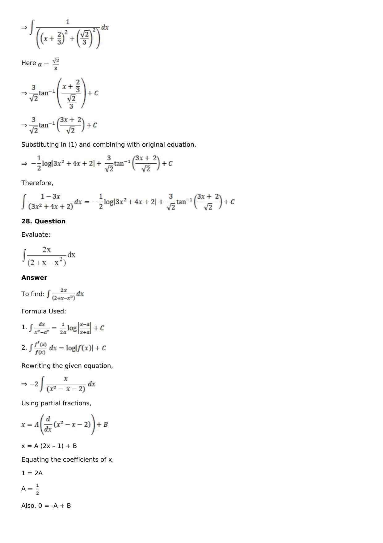 Chapter 14: Some Special Integrals Solutions: RS Aggarwal Class 12 Solutions  - Page 21