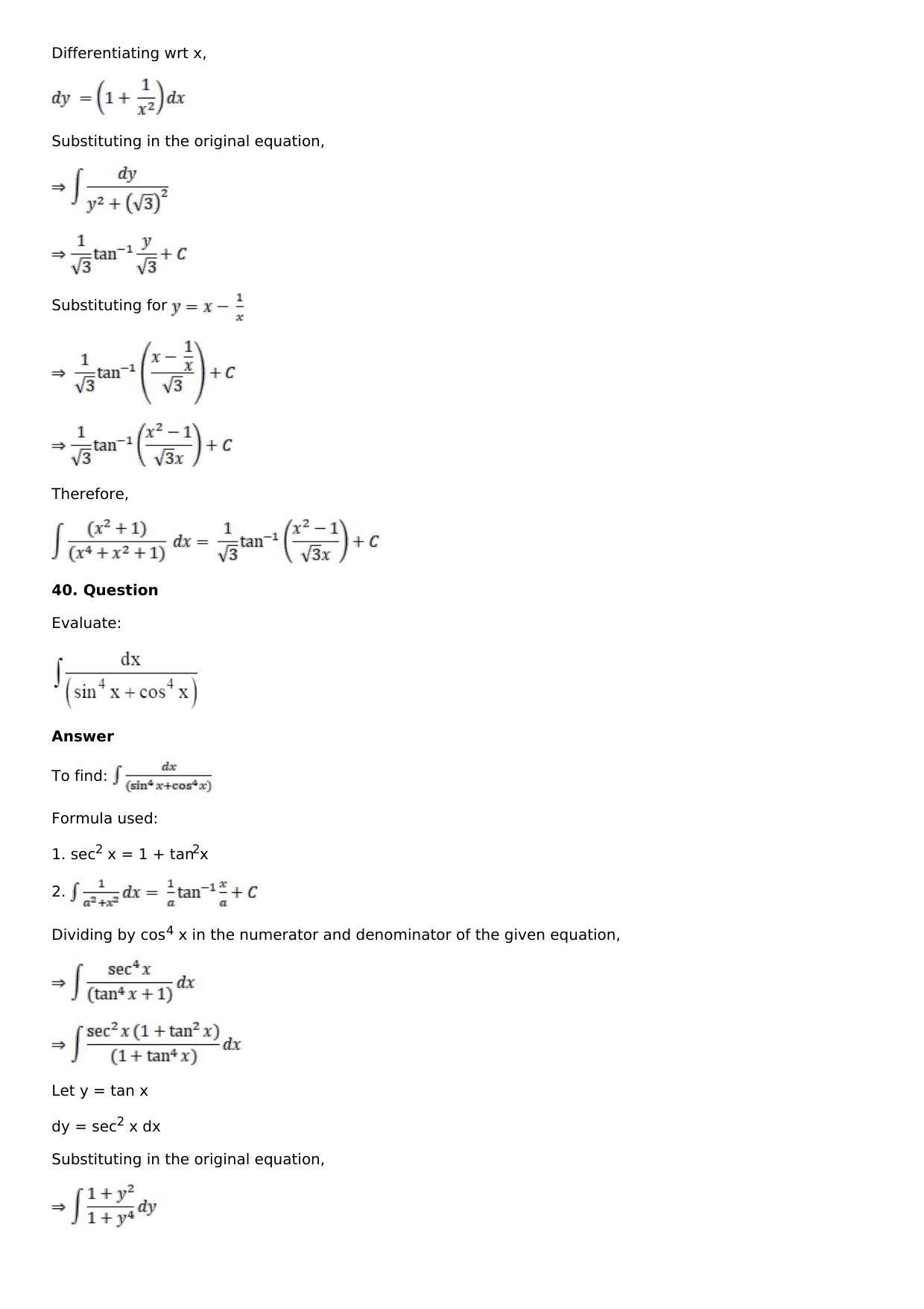 Chapter 14: Some Special Integrals Solutions: RS Aggarwal Class 12 Solutions  - Page 32
