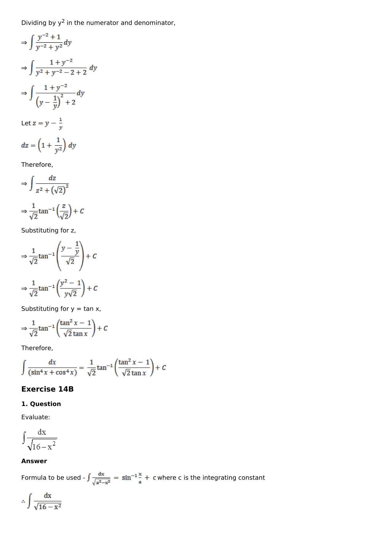 Chapter 14: Some Special Integrals Solutions: RS Aggarwal Class 12 Solutions  - Page 33