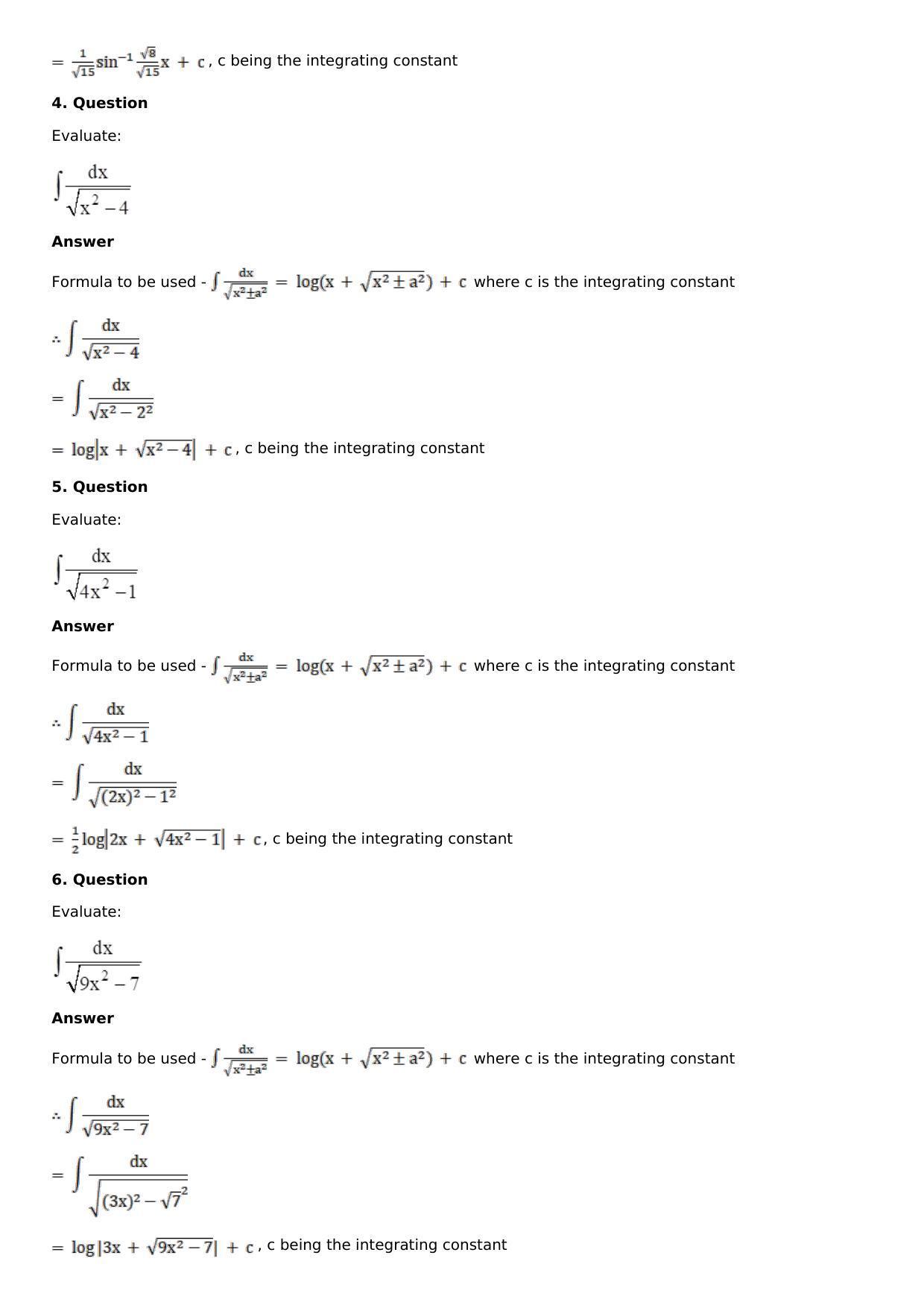 Chapter 14: Some Special Integrals Solutions: RS Aggarwal Class 12 Solutions  - Page 35