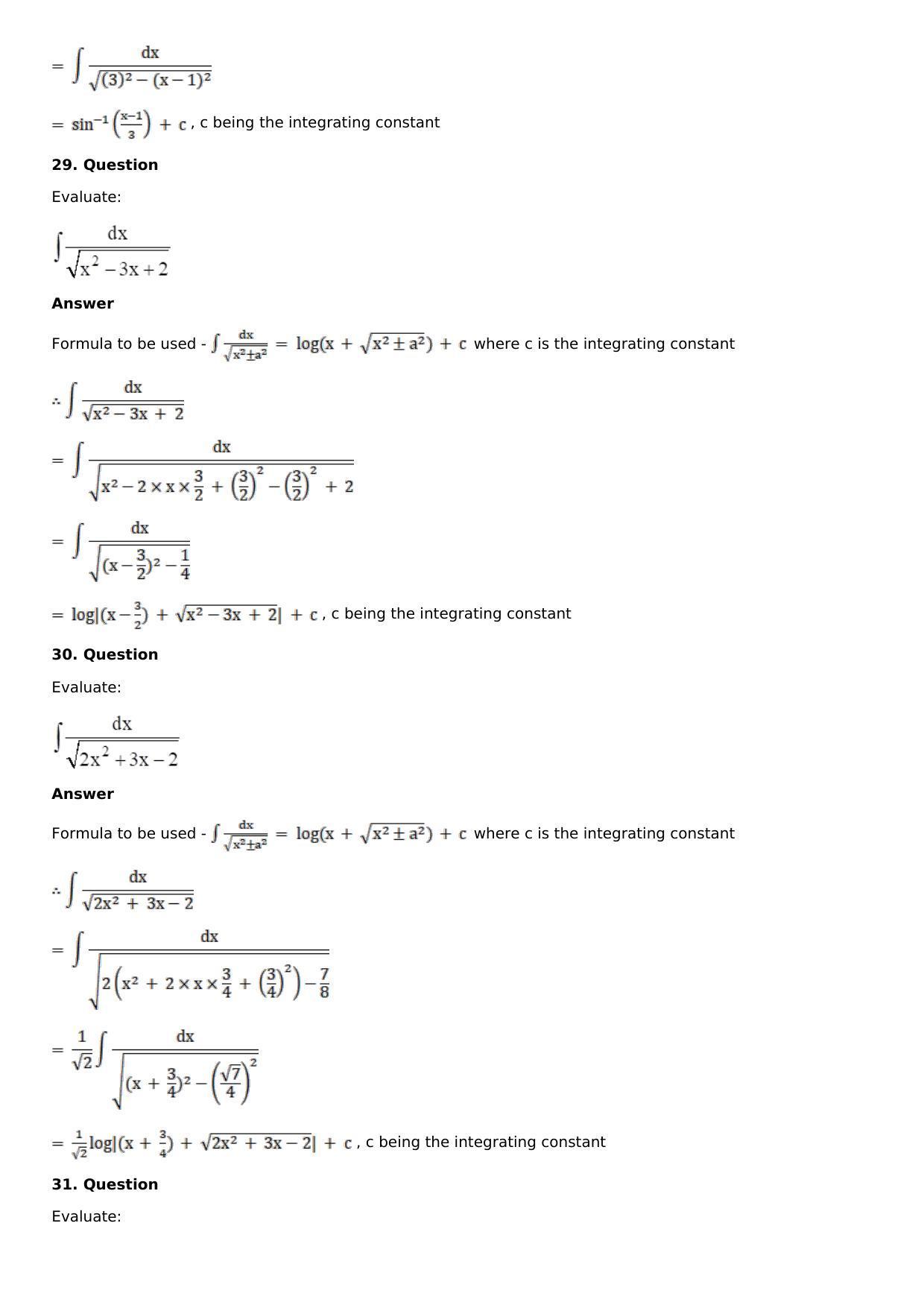 Chapter 14: Some Special Integrals Solutions: RS Aggarwal Class 12 Solutions  - Page 45