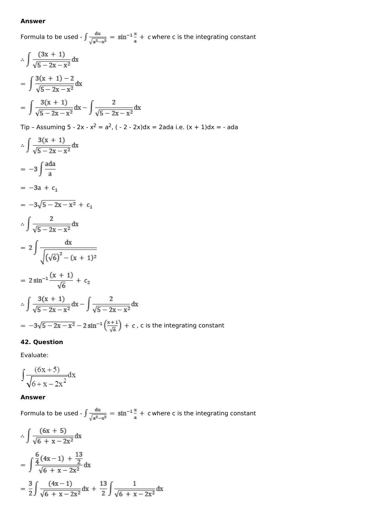 Chapter 14: Some Special Integrals Solutions: RS Aggarwal Class 12 Solutions  - Page 53