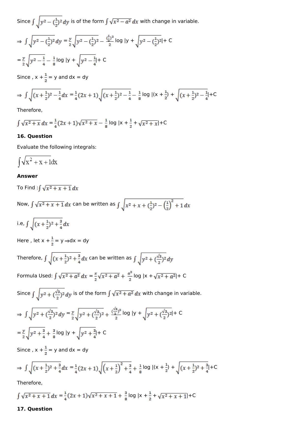 Chapter 14: Some Special Integrals Solutions: RS Aggarwal Class 12 Solutions  - Page 64