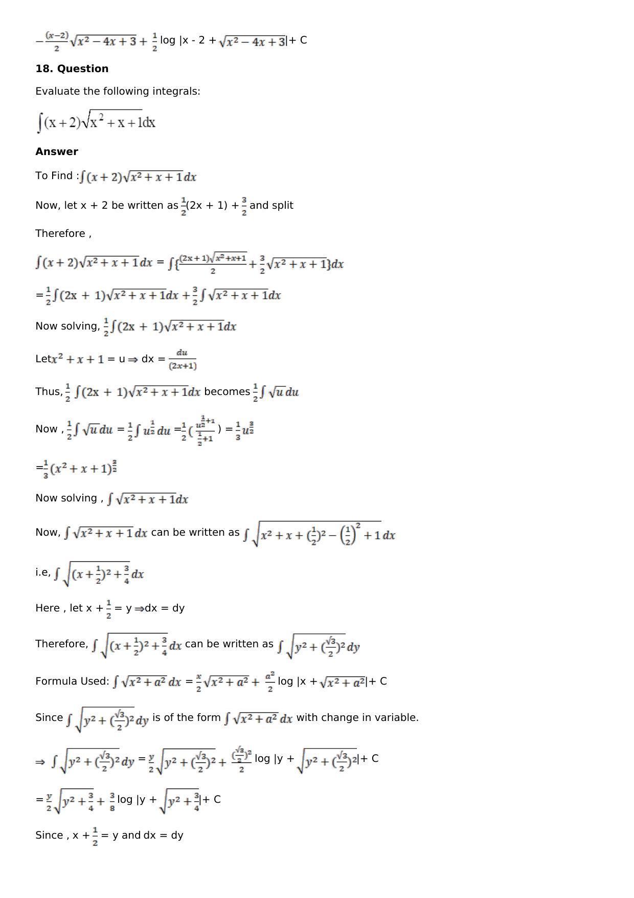 Chapter 14: Some Special Integrals Solutions: RS Aggarwal Class 12 Solutions  - Page 66