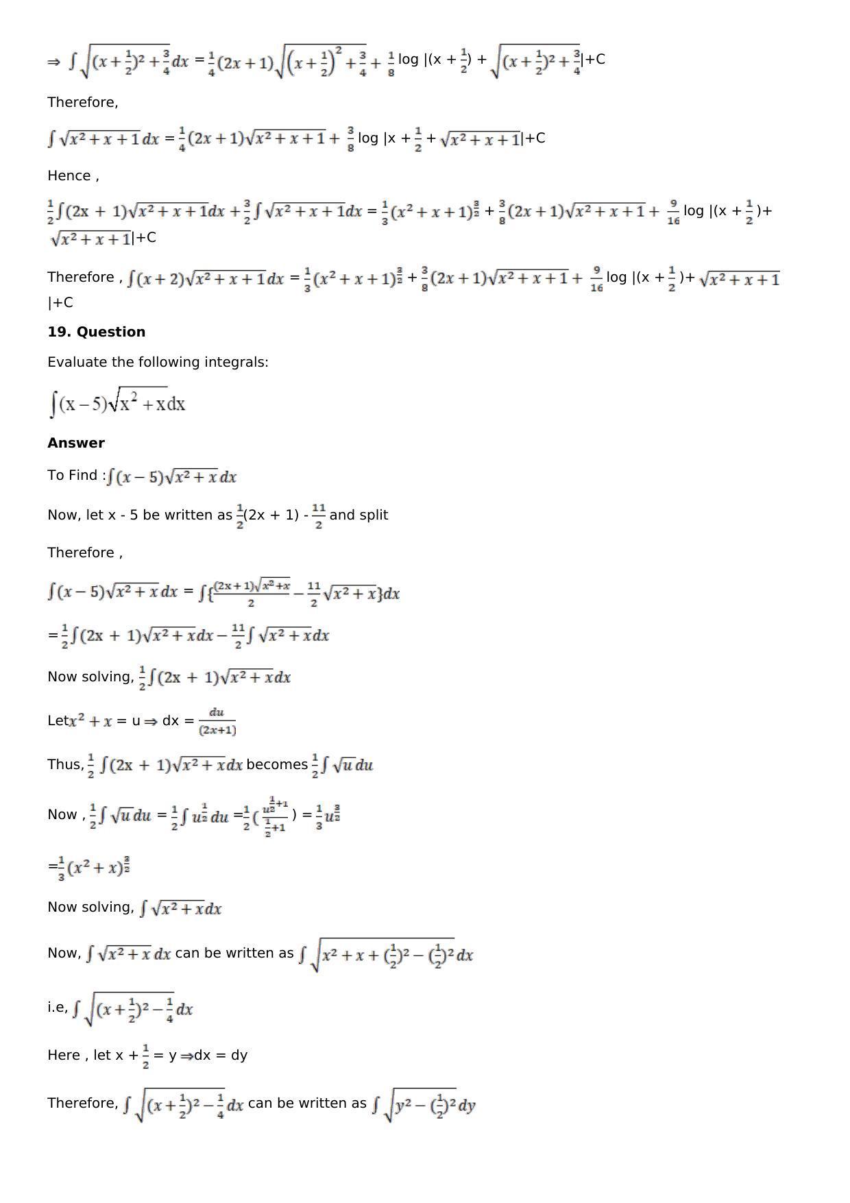 Chapter 14: Some Special Integrals Solutions: RS Aggarwal Class 12 Solutions  - Page 67