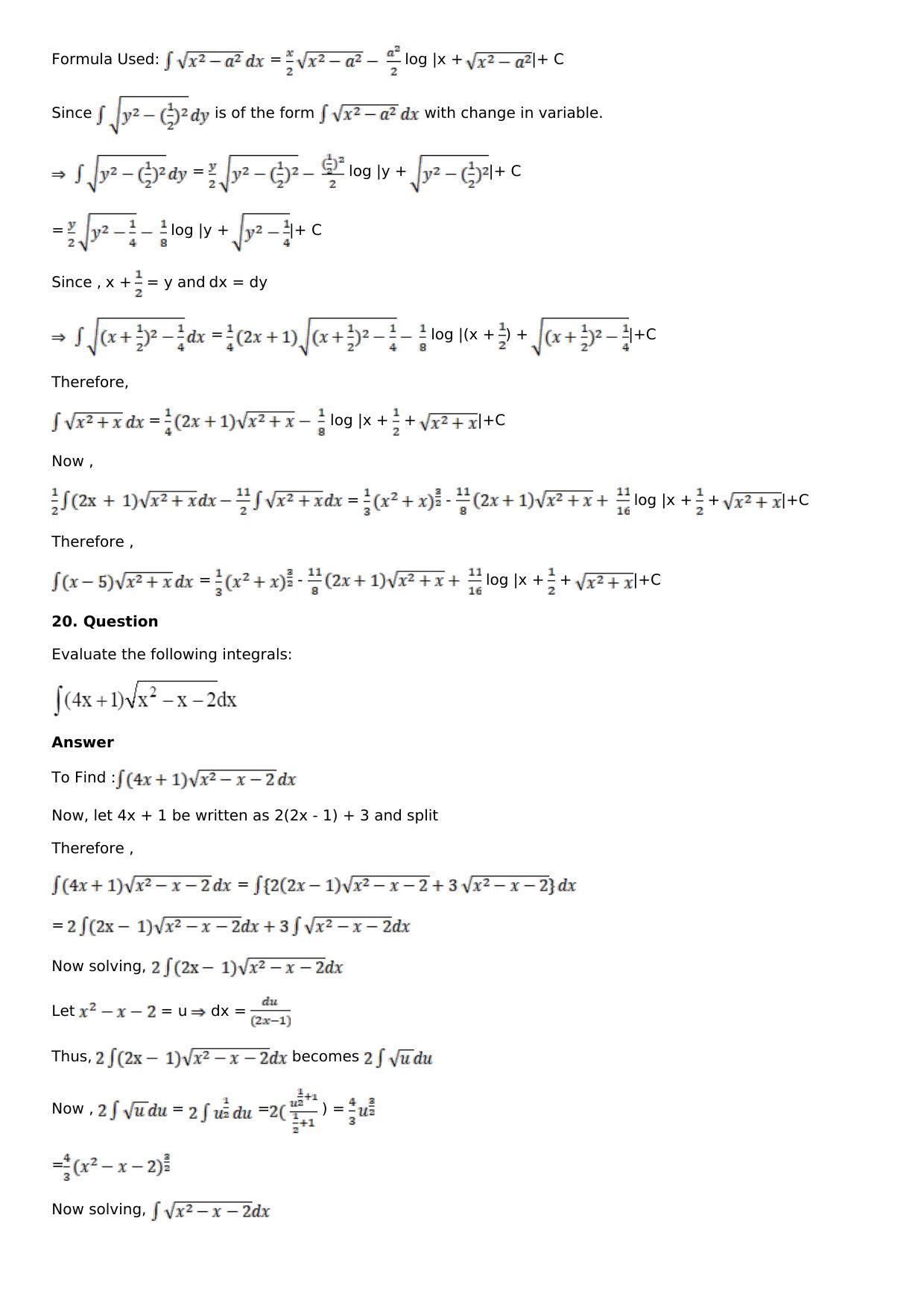 Chapter 14: Some Special Integrals Solutions: RS Aggarwal Class 12 Solutions  - Page 68