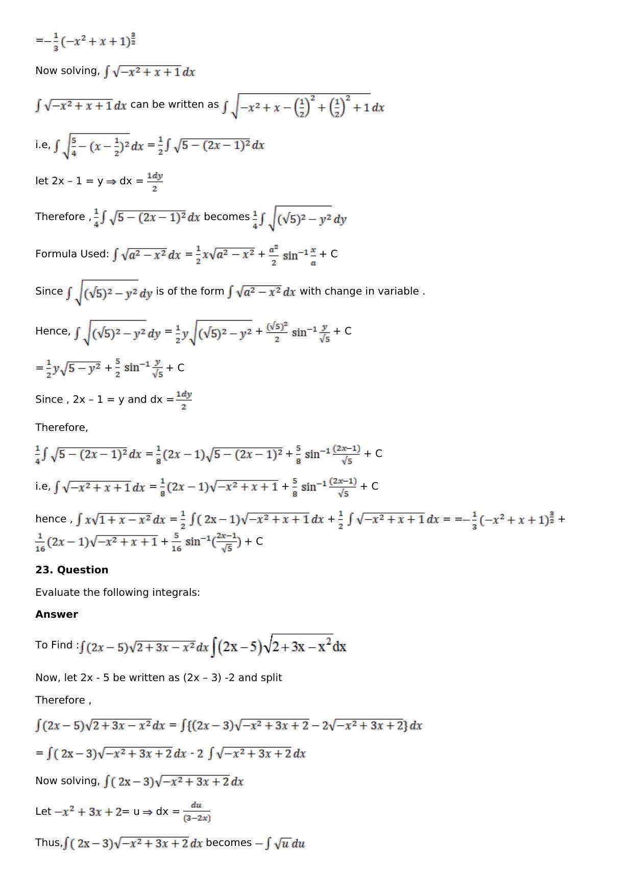 Chapter 14: Some Special Integrals Solutions: RS Aggarwal Class 12 Solutions  - Page 71