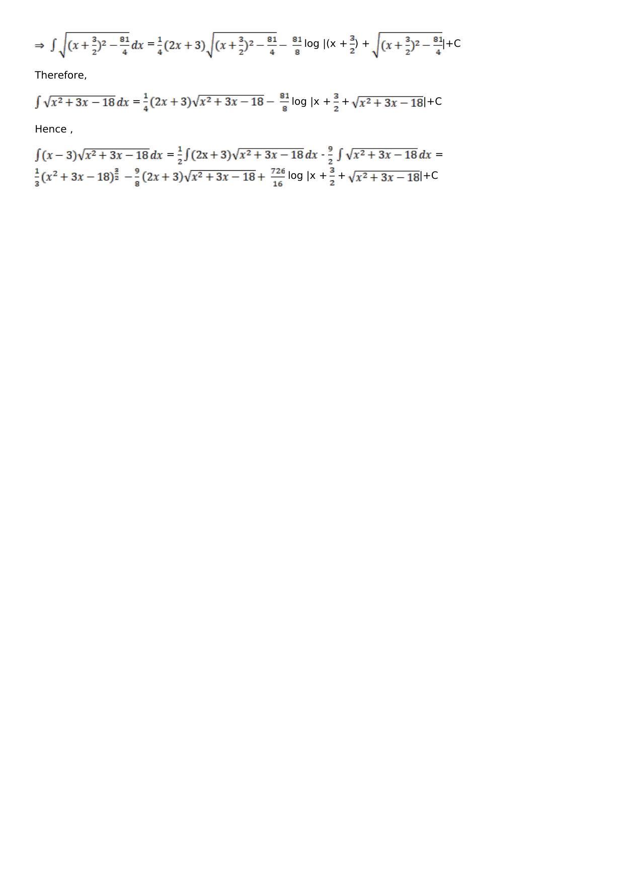 Chapter 14: Some Special Integrals Solutions: RS Aggarwal Class 12 Solutions  - Page 76