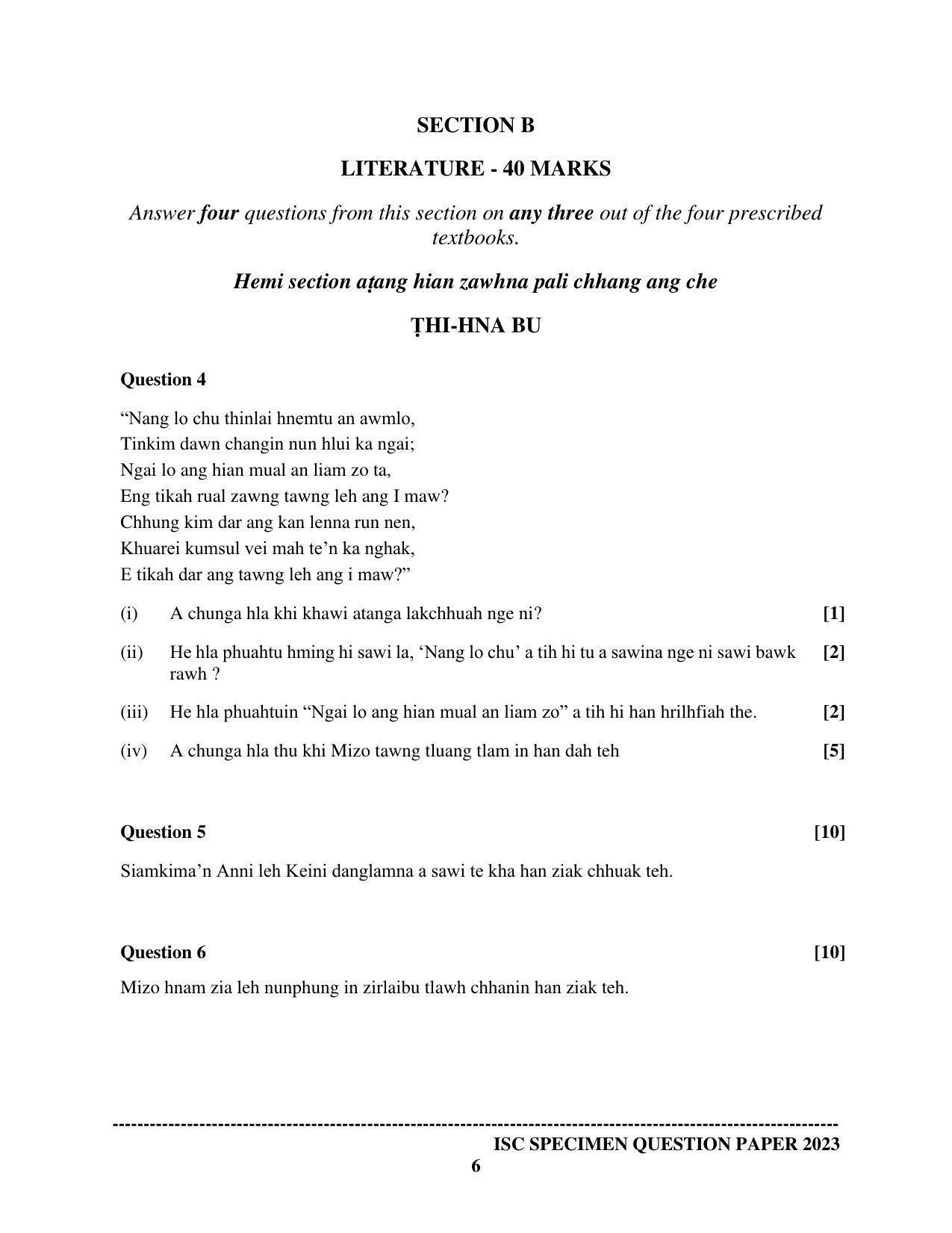 ISC Class 12 Mizo Sample Paper 2023 - Page 6