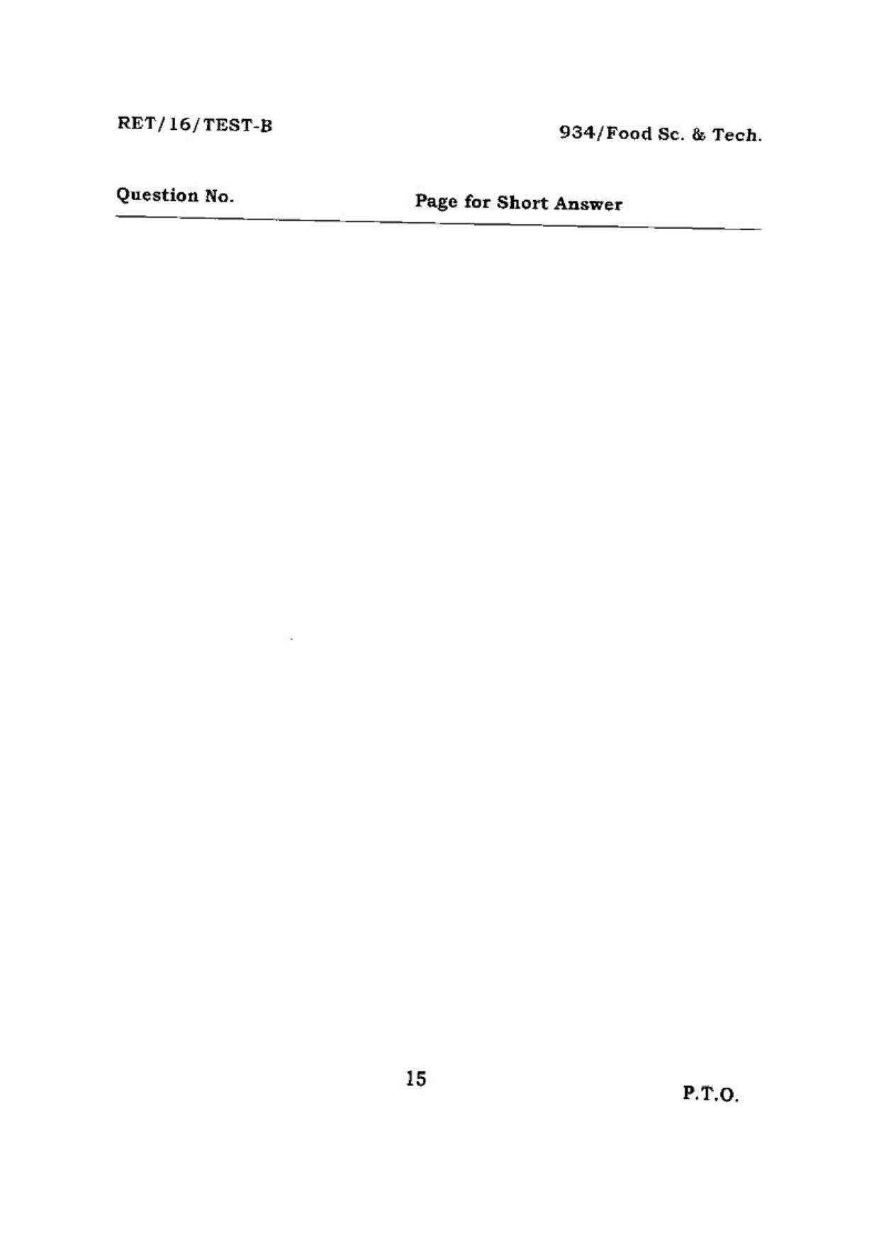 BHU RET (Agriculture) Food Sc. & Tech 2016 Question Paper - Page 15