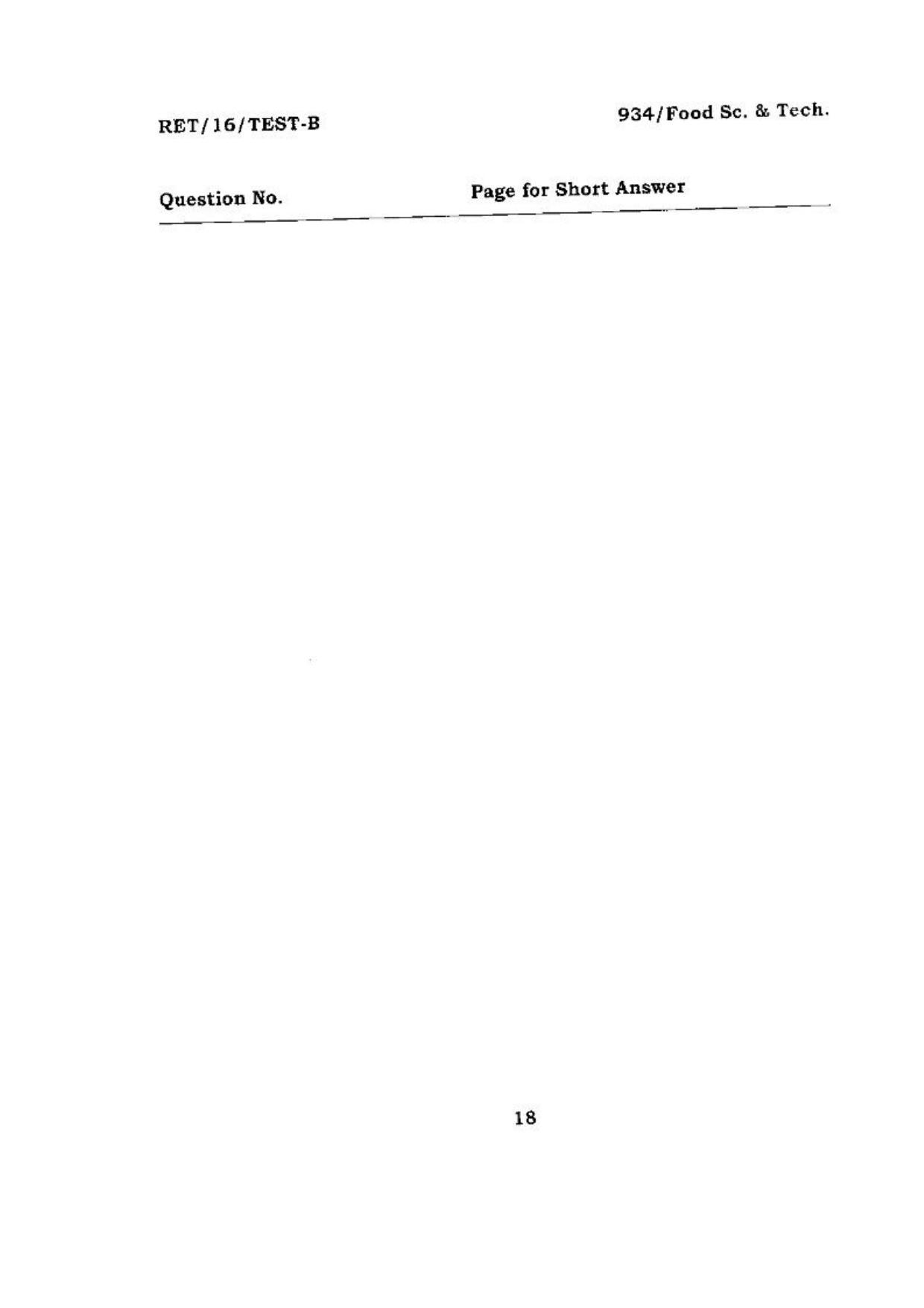 BHU RET (Agriculture) Food Sc. & Tech 2016 Question Paper - Page 18
