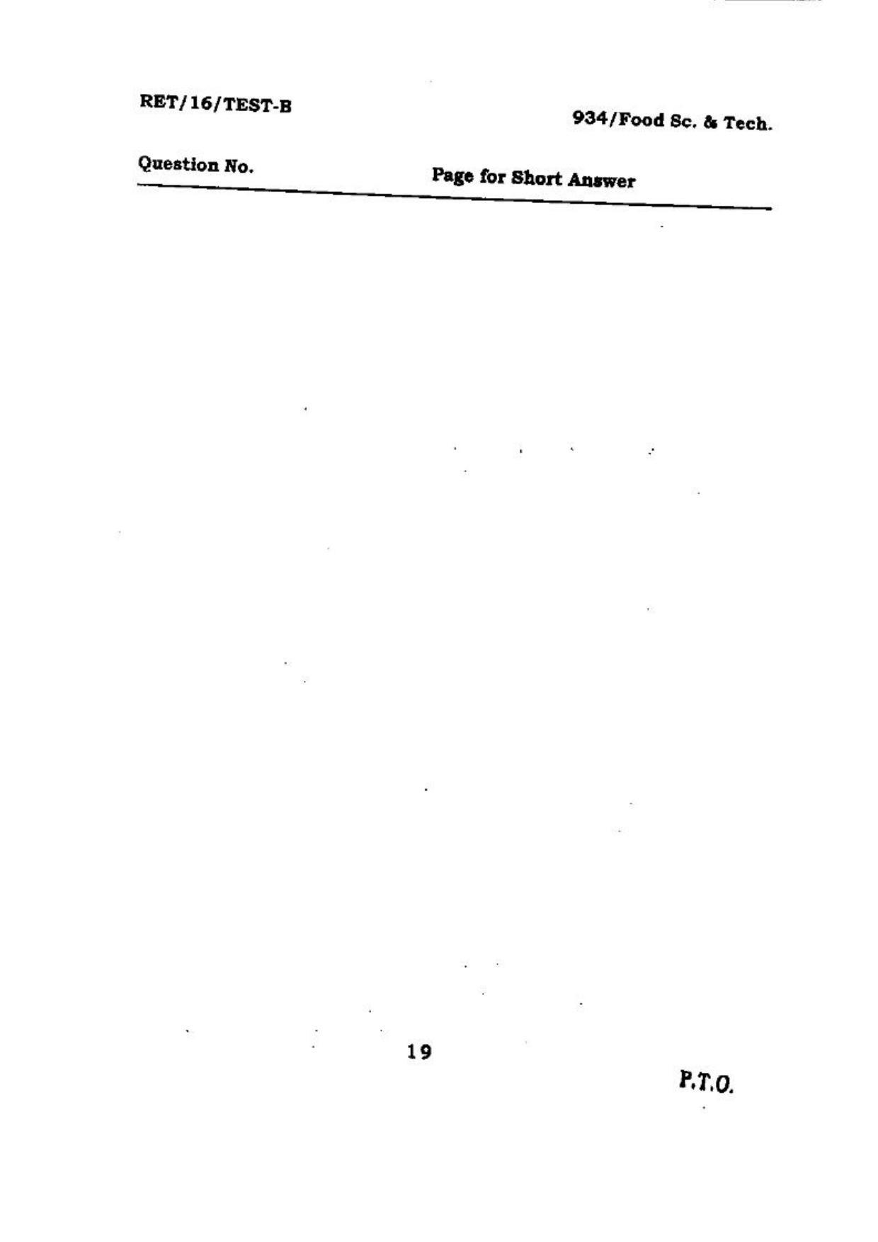 BHU RET (Agriculture) Food Sc. & Tech 2016 Question Paper - Page 19