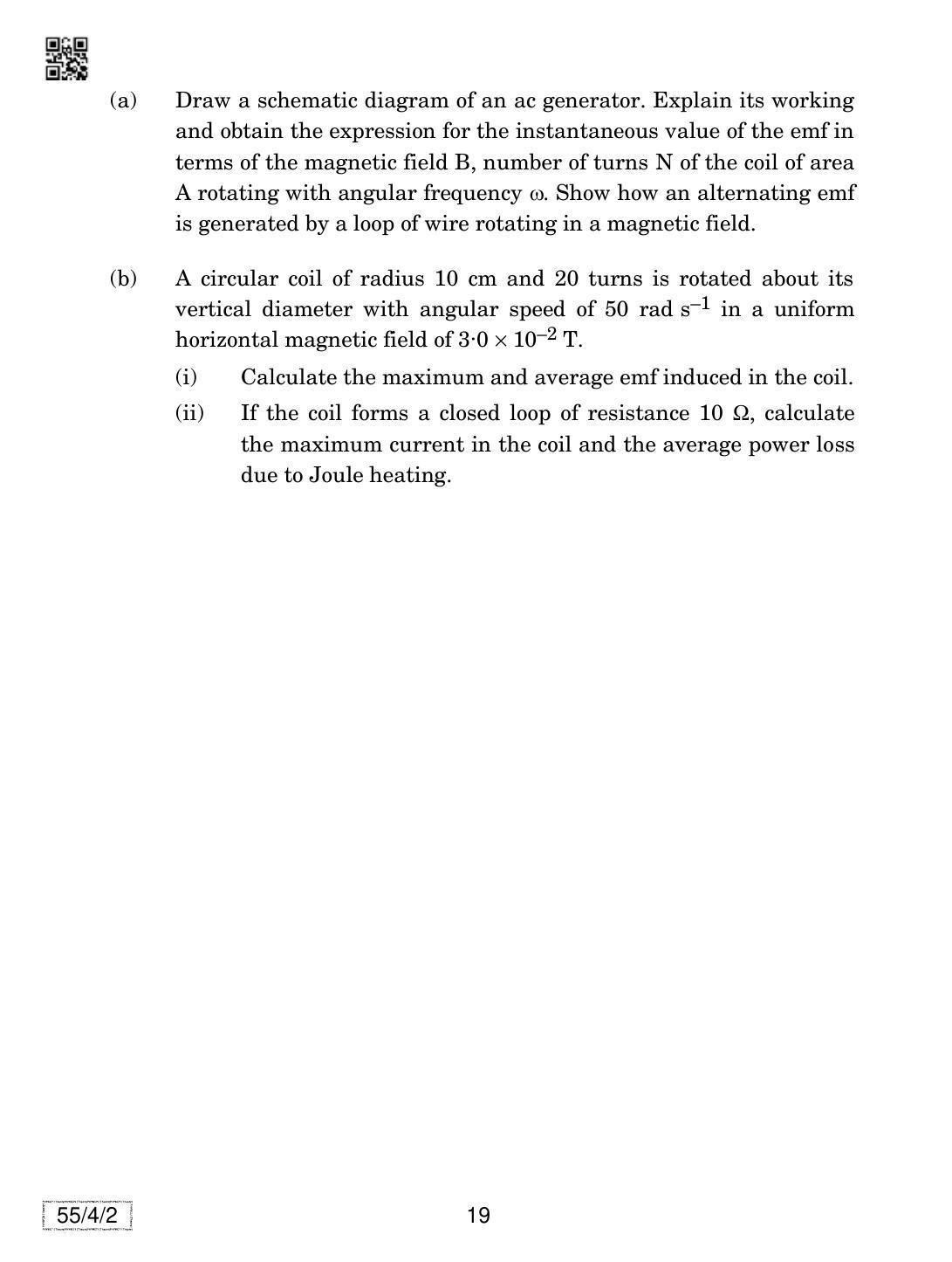 CBSE Class 12 55-4-2 Physics 2019 Question Paper - Page 19