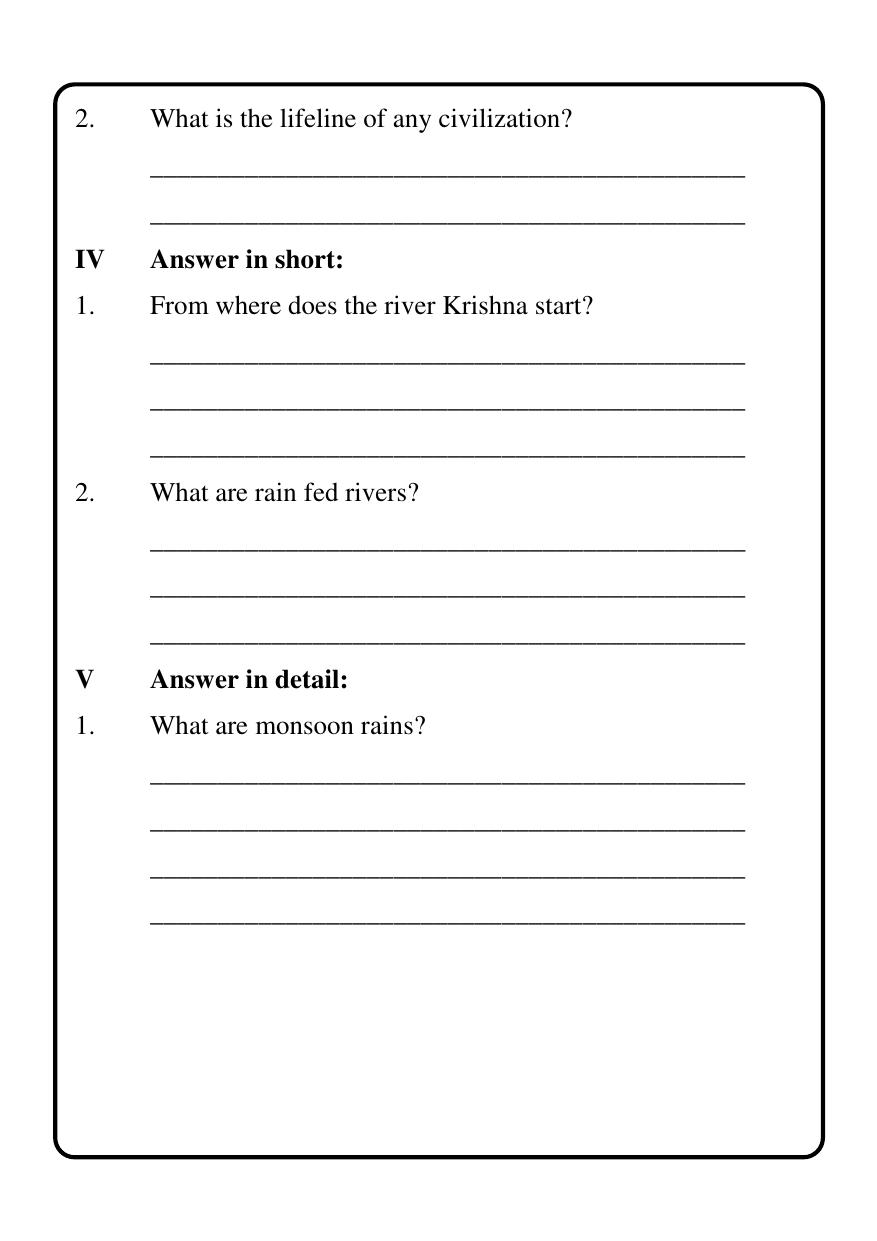 Worksheet for Class 3 EVS Assignment 13 India Rivers and Climate - Page 3