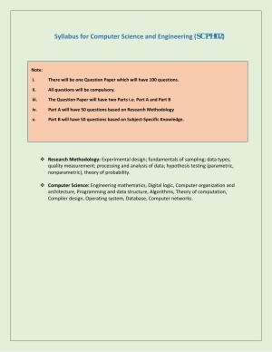 NTA PhD Entrance Exam Computer Science and Engineering Syllabus