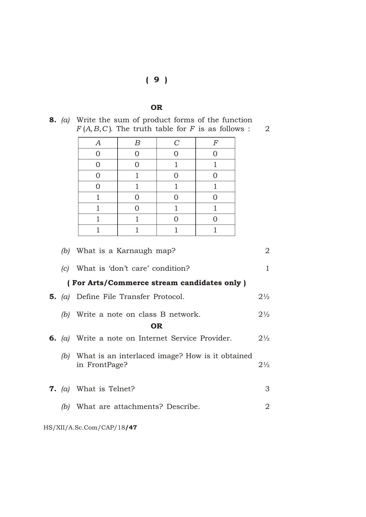 Meghalaya Board (MBOSE) Class 12 COMPUTER APPLICATIONS 2018 Question Paper - Page 9