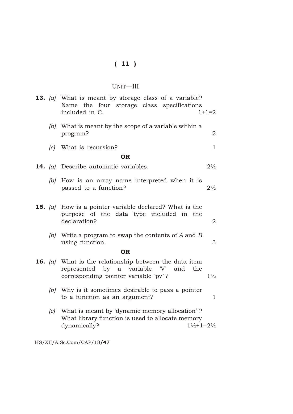 Meghalaya Board (MBOSE) Class 12 COMPUTER APPLICATIONS 2018 Question Paper - Page 11