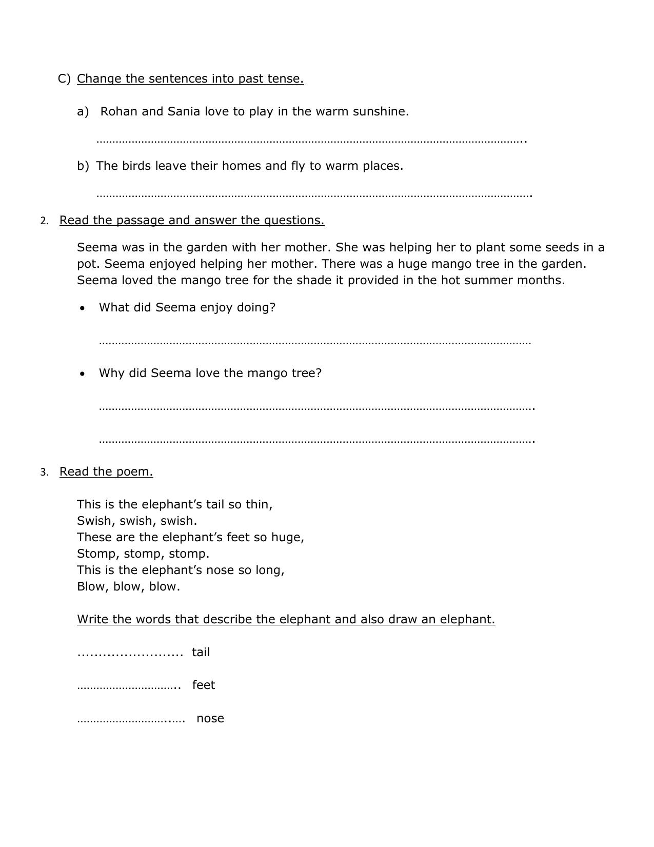 Worksheet for Class 2 English Assignment 9 - Page 2