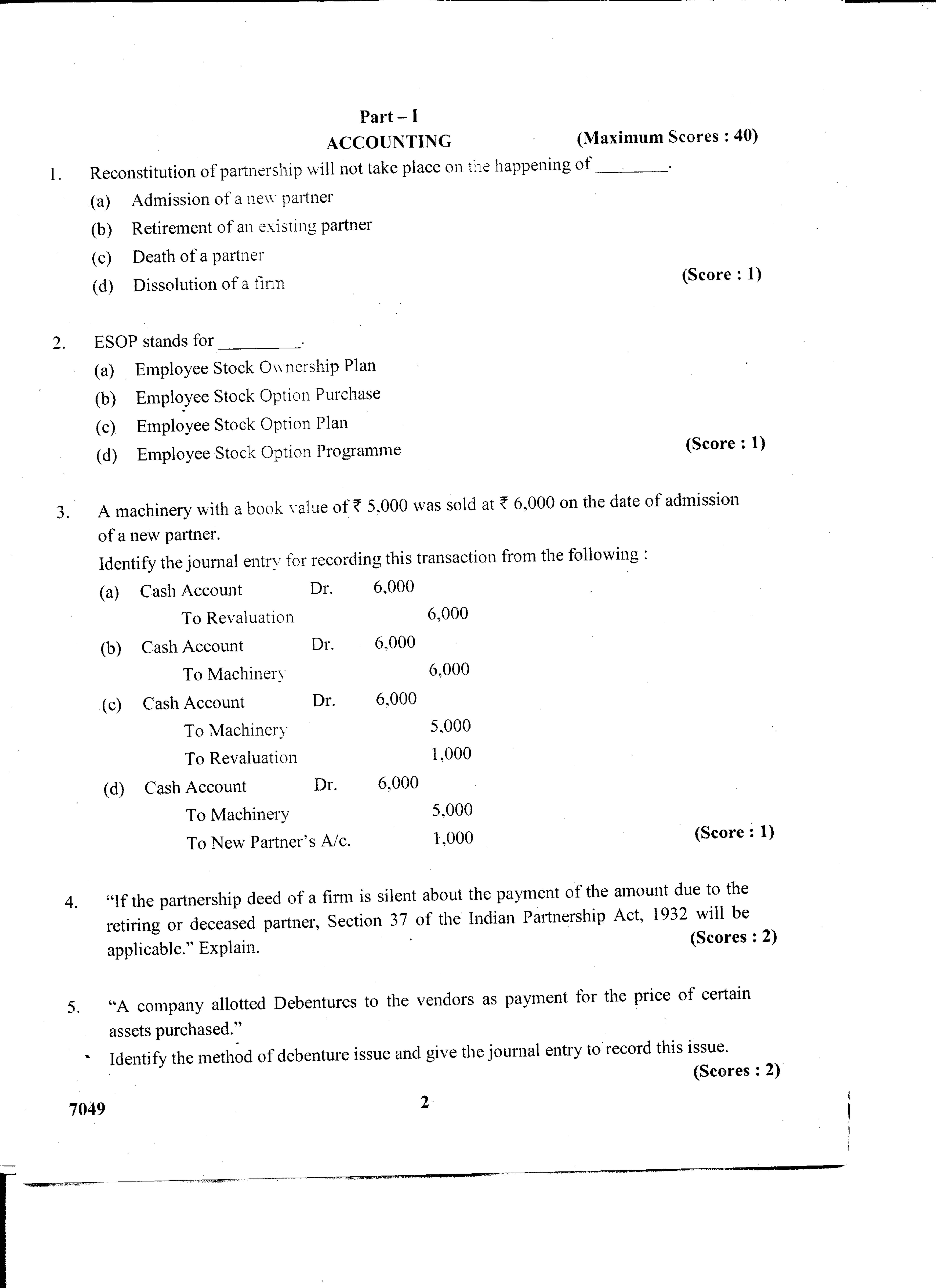Kerala Plus Two 2015 Accountancy AFS Question Paper - Page 2
