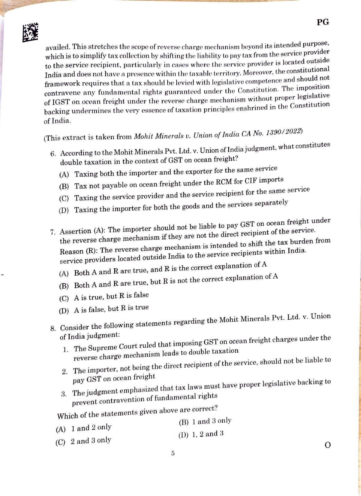CLAT 2025 PG Question Paper - Page 3