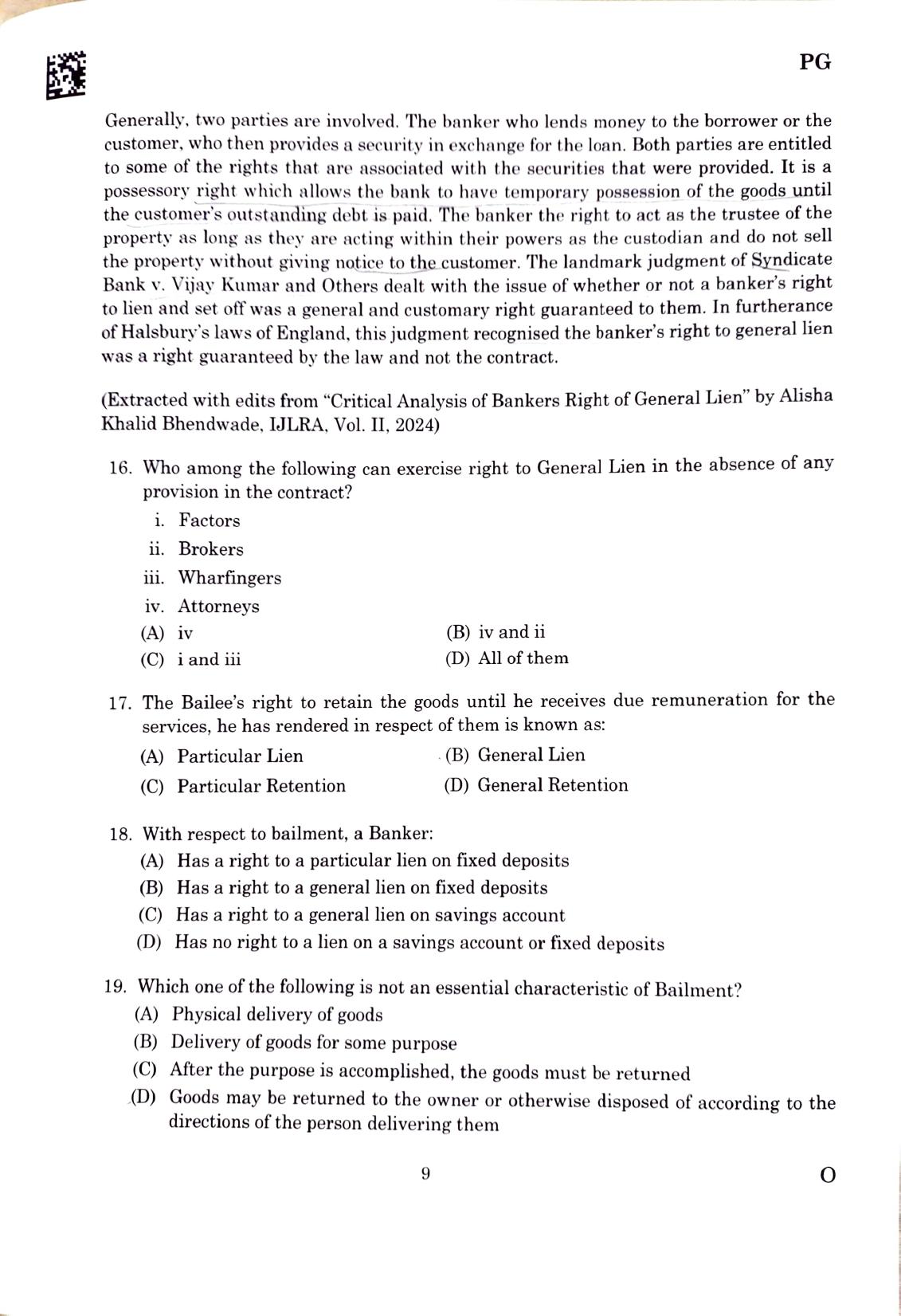 CLAT 2025 PG Question Paper - Page 7