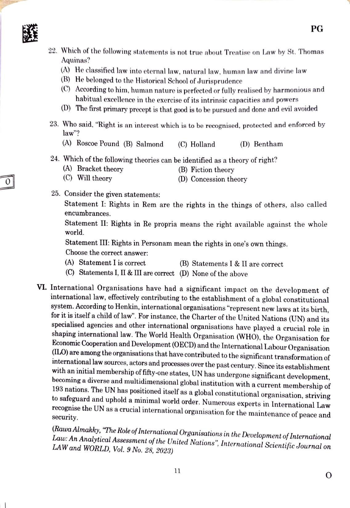 CLAT 2025 PG Question Paper - Page 9