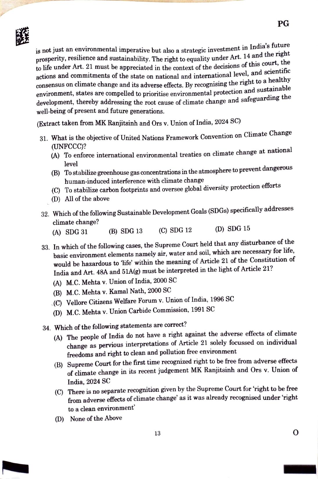 CLAT 2025 PG Question Paper - Page 11