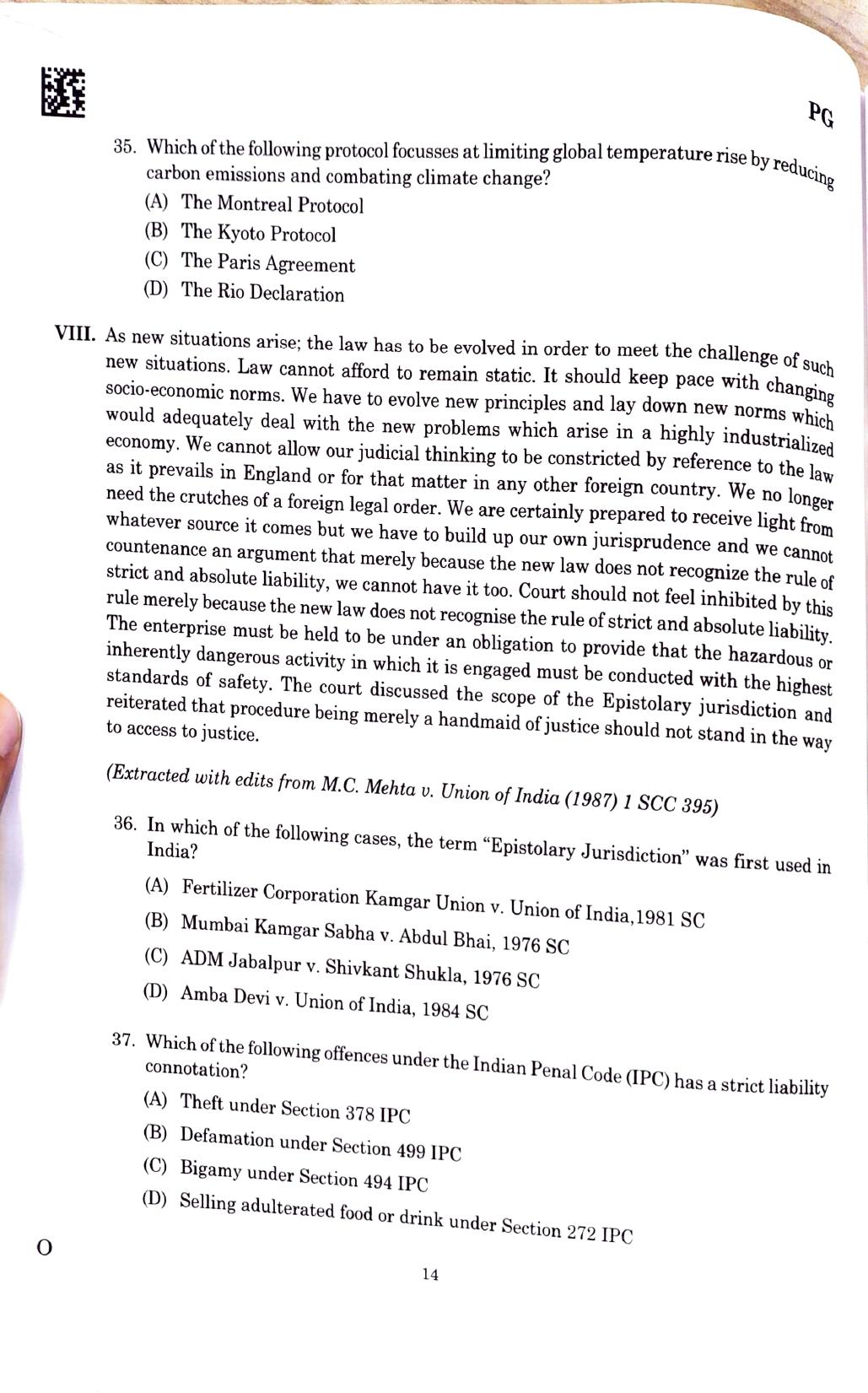 CLAT 2025 PG Question Paper - Page 12