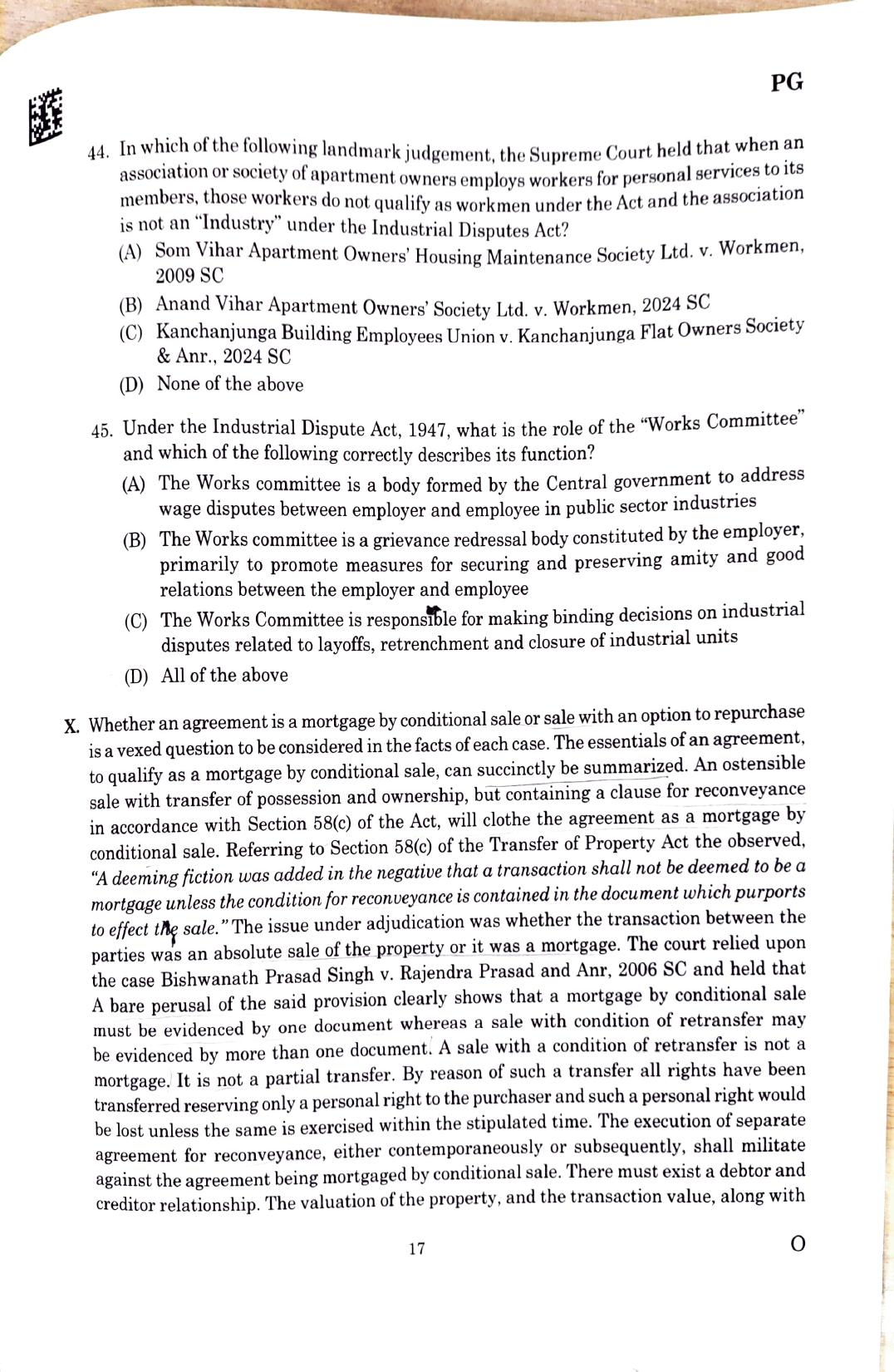 CLAT 2025 PG Question Paper - Page 15