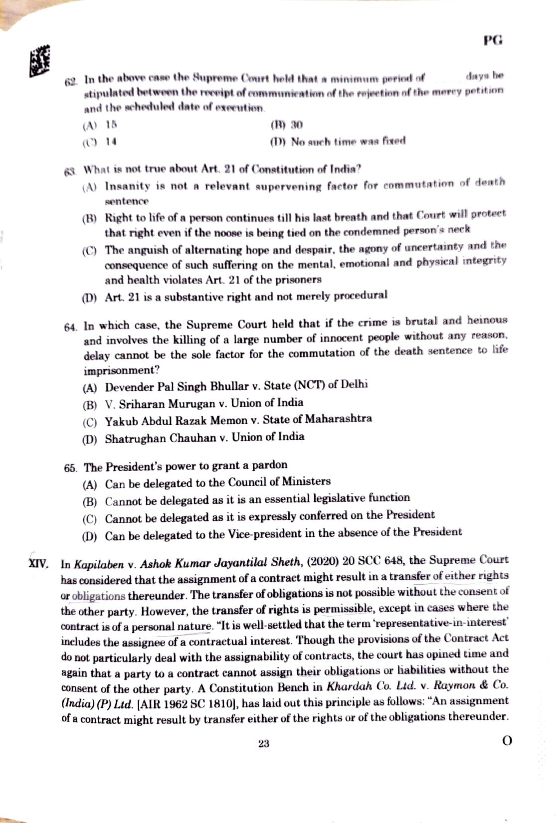 CLAT 2025 PG Question Paper - Page 21