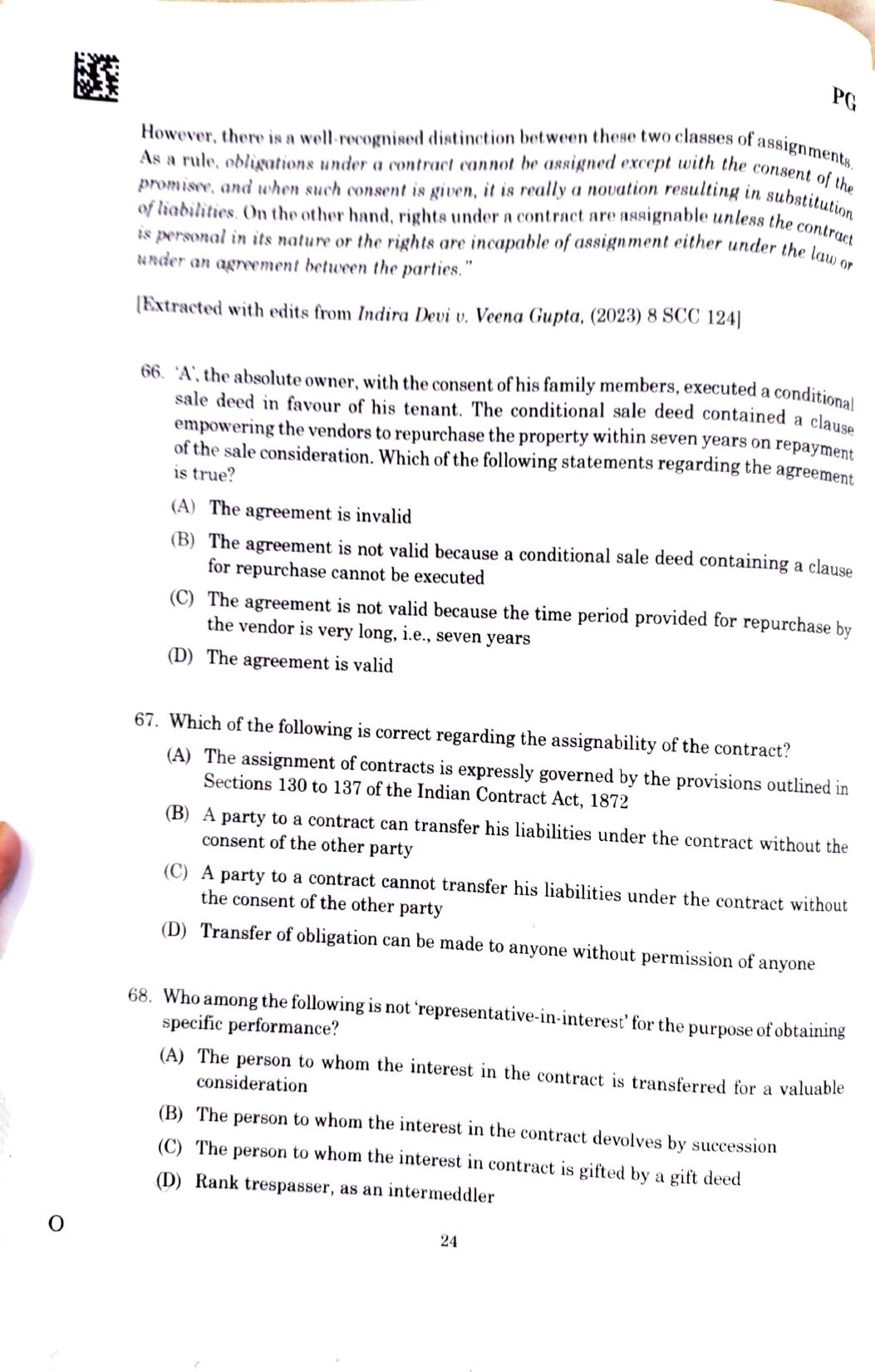 CLAT 2025 PG Question Paper - Page 22