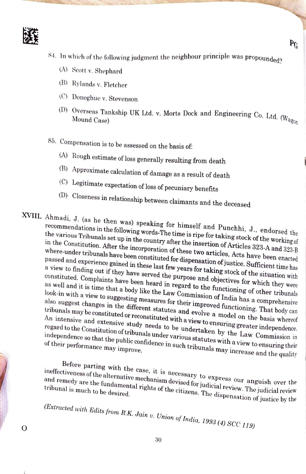 CLAT 2025 PG Question Paper - Page 28
