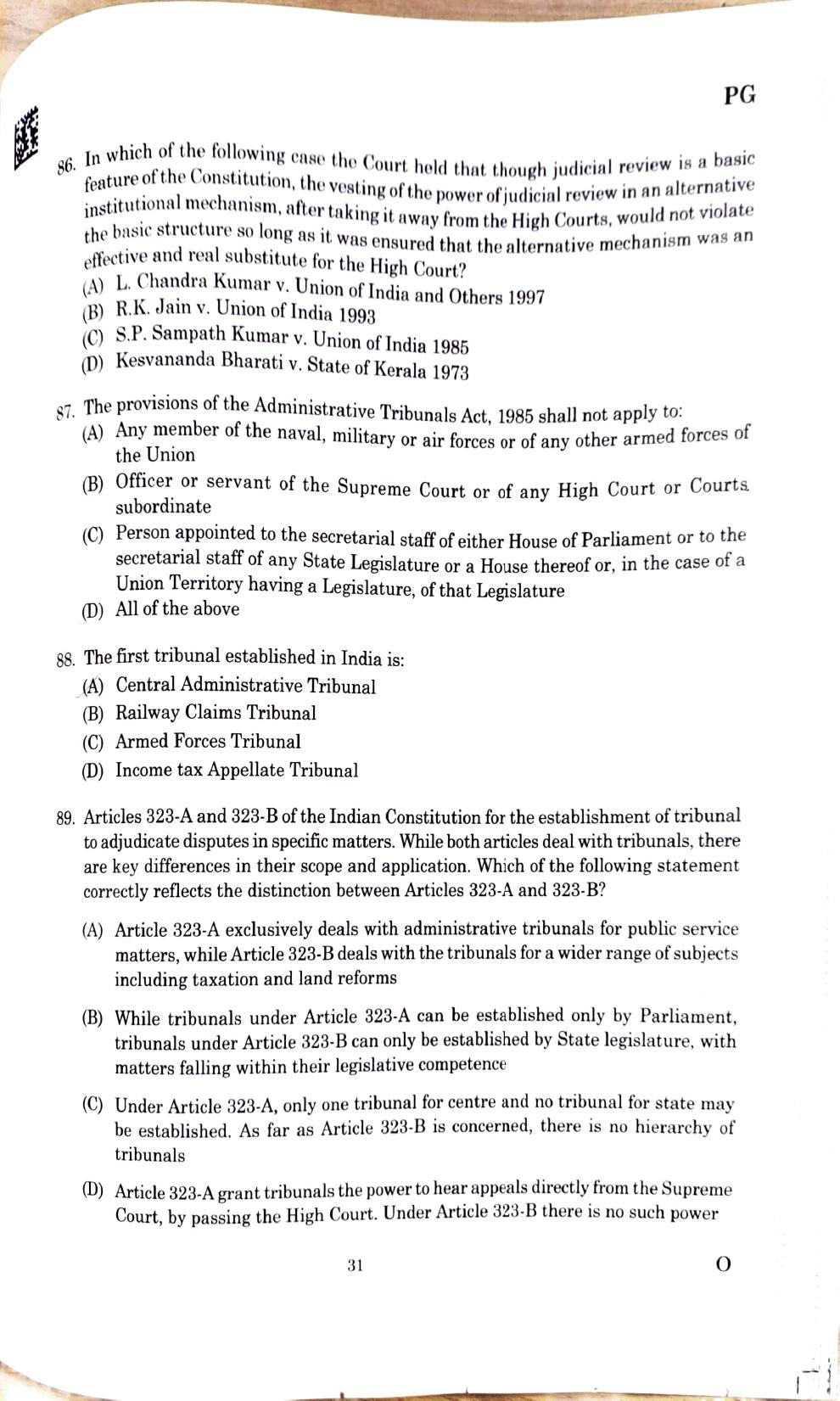CLAT 2025 PG Question Paper - Page 29