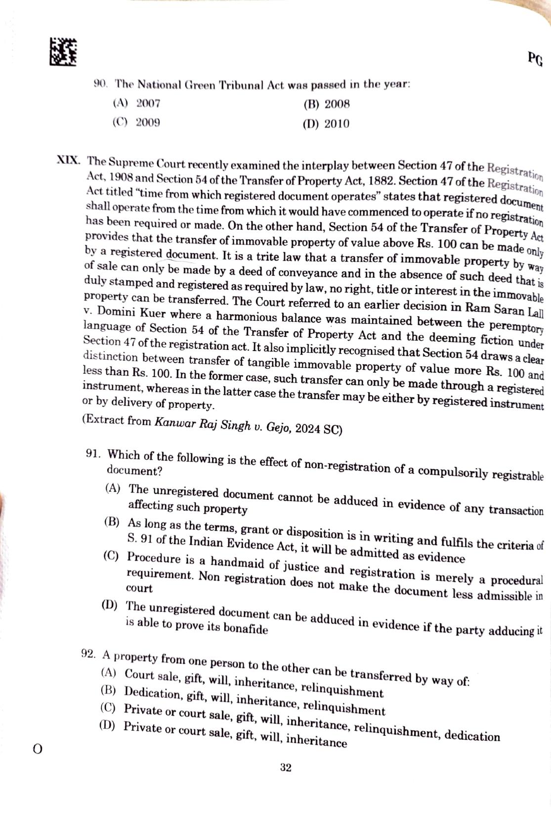 CLAT 2025 PG Question Paper - Page 30