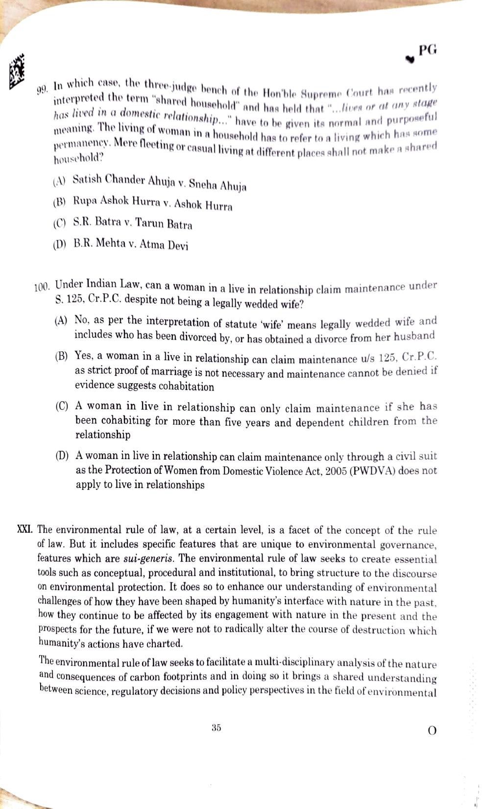 CLAT 2025 PG Question Paper - Page 33