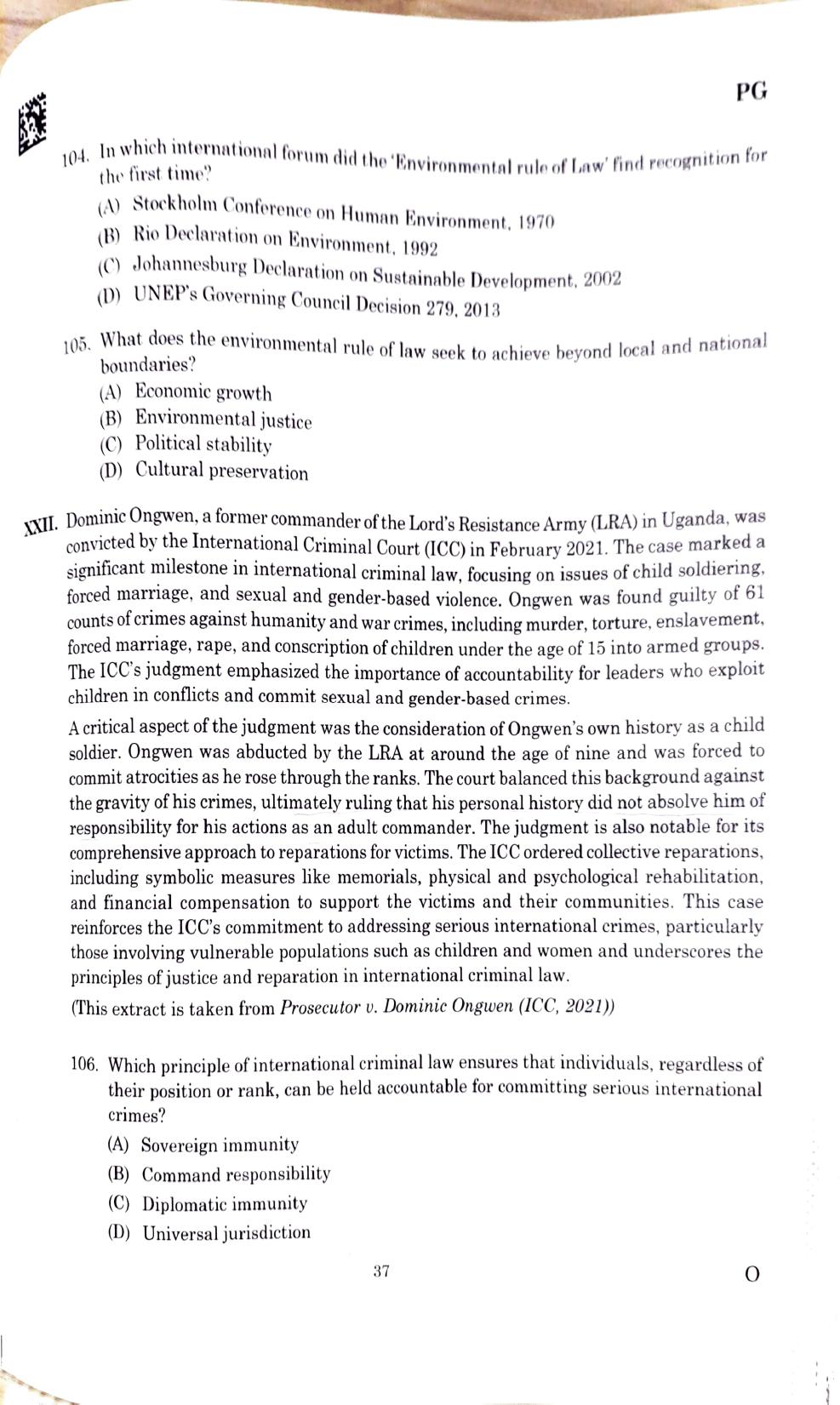 CLAT 2025 PG Question Paper - Page 35