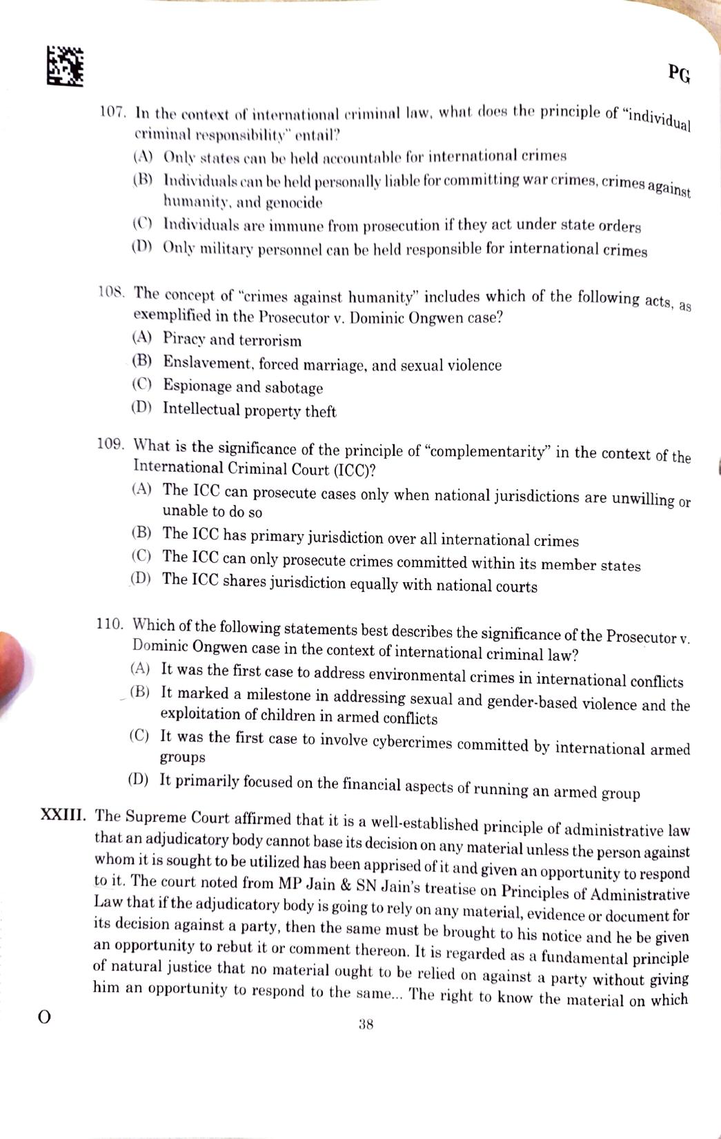 CLAT 2025 PG Question Paper - Page 36
