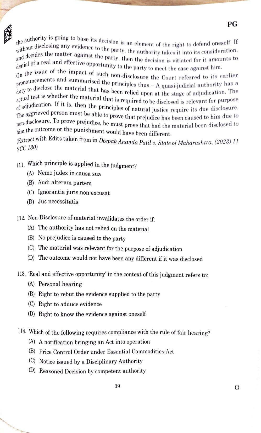 CLAT 2025 PG Question Paper - Page 37