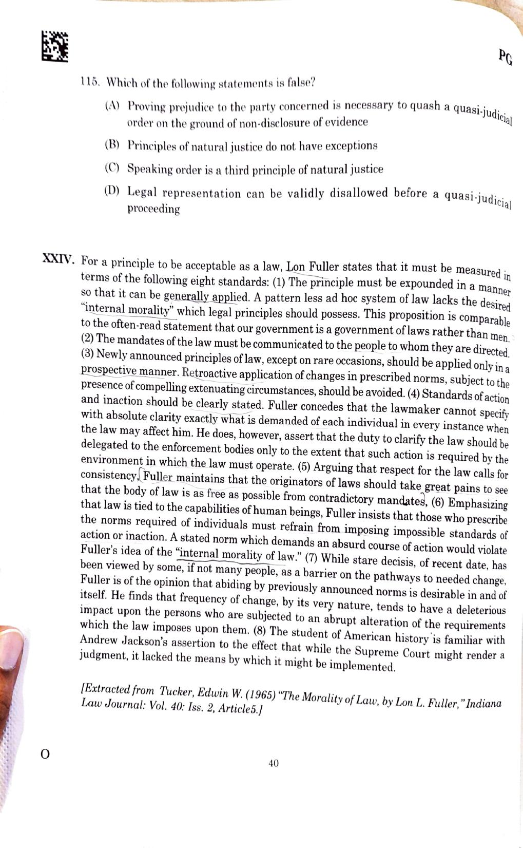 CLAT 2025 PG Question Paper - Page 38