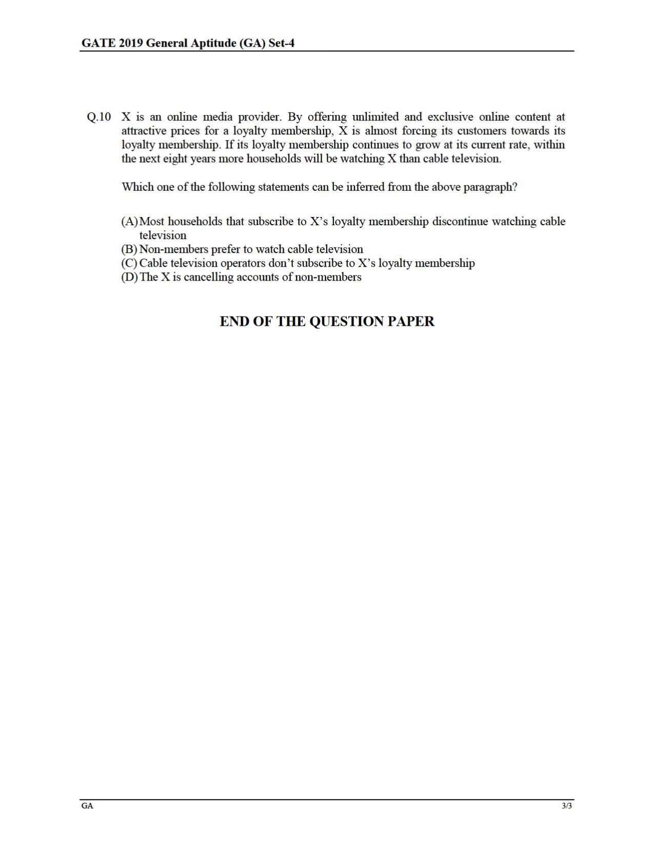 GATE 2019 Textile Engineering and Fibre Science (TF) Question Paper - Page 3