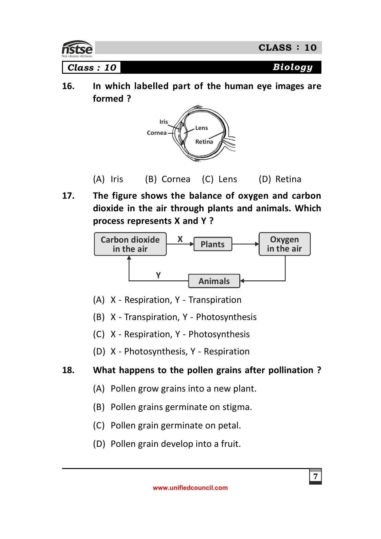 2023 Class 10 NSTSE Sample Question Papers - Page 7